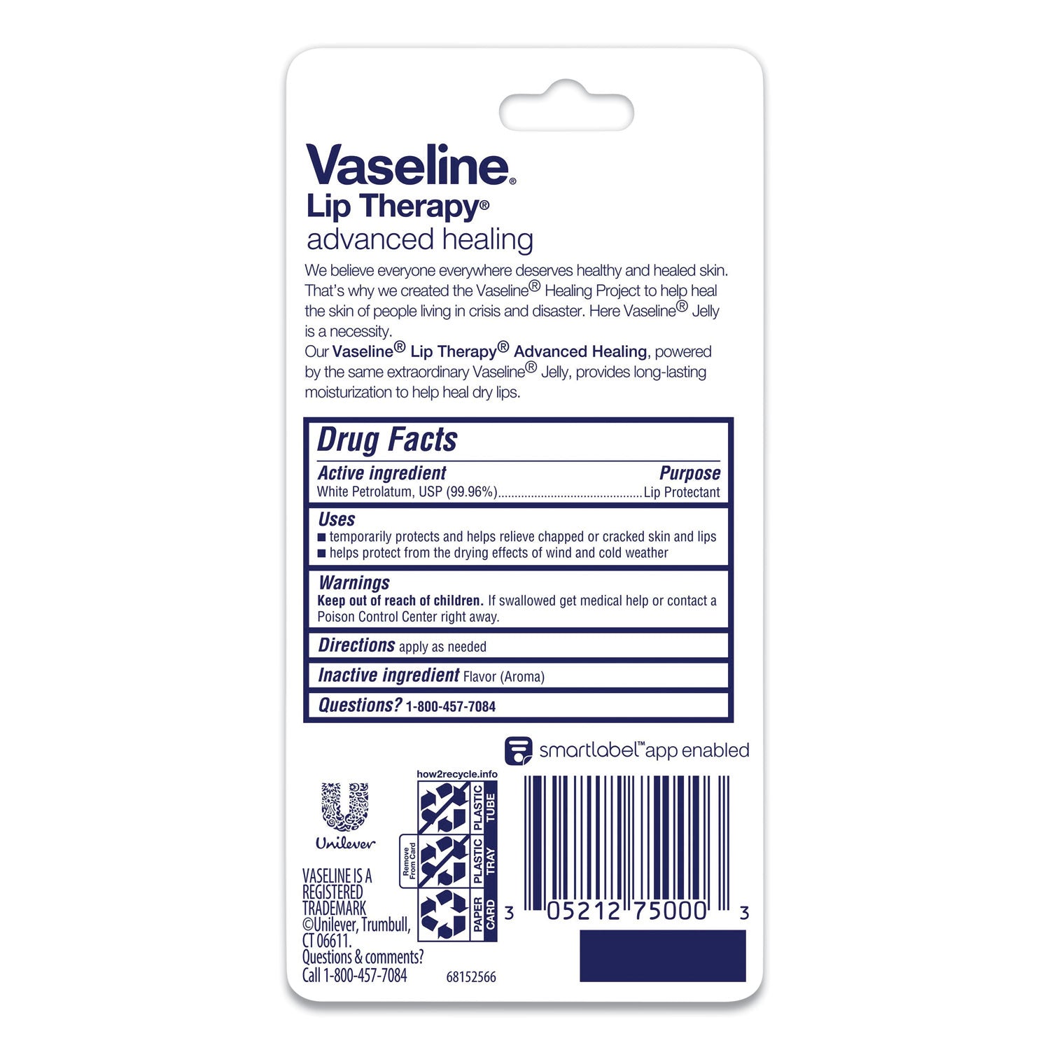 Vaseline® Lip Therapy Advanced Lip Balm, Original, 0.35 oz Tube