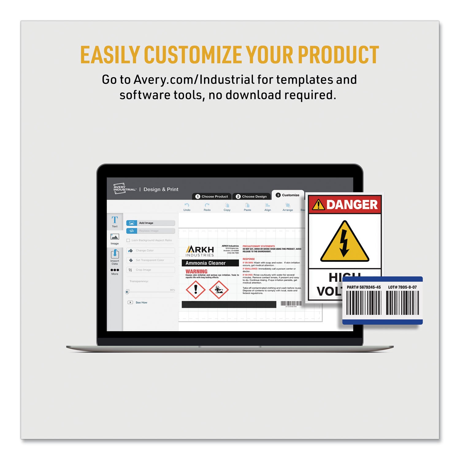 Avery® Ultraduty Ghs Chemical Waterproof And Uv Resistant Labels, 2 X 2, White, 12/sheet, 50 Sheets/box