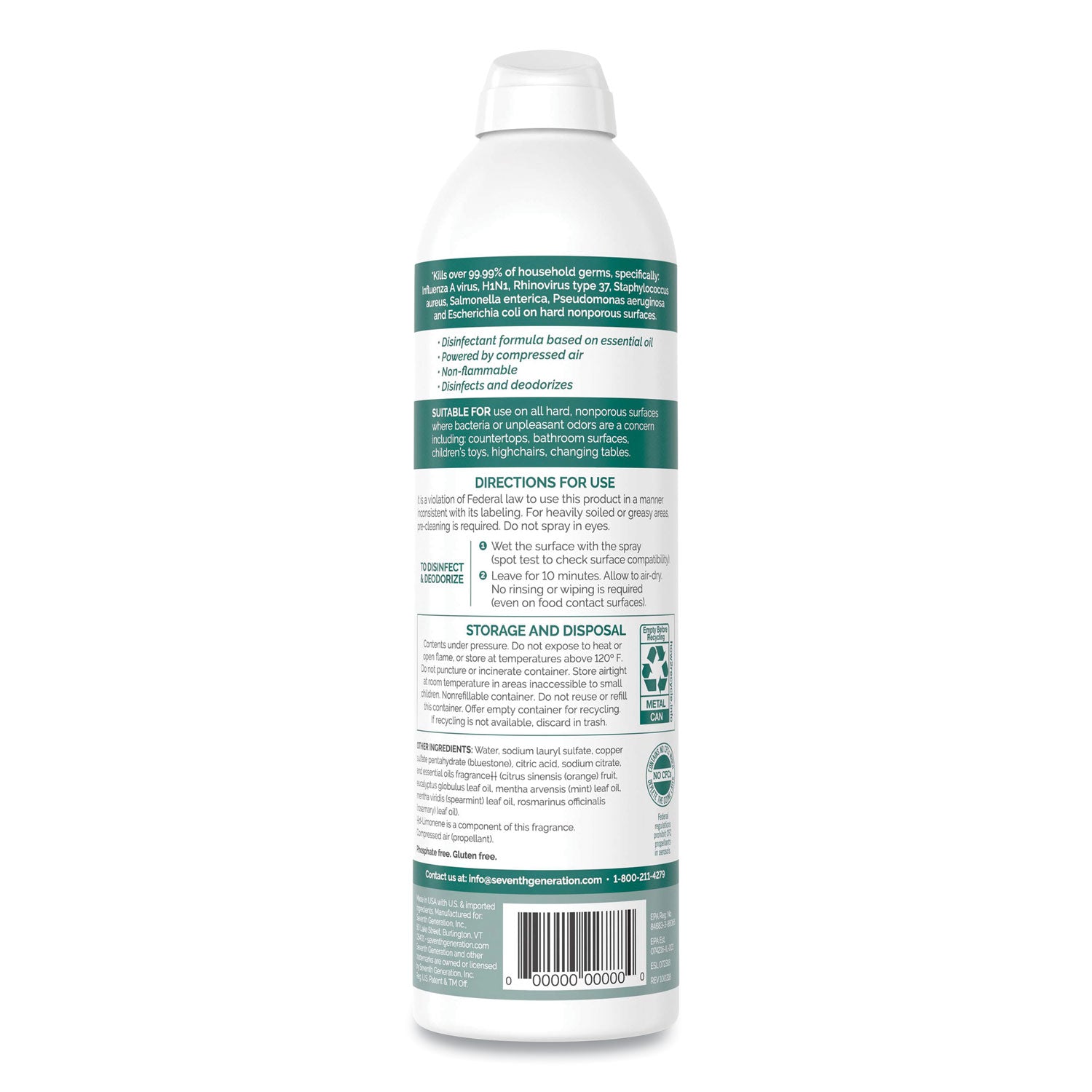 Seventh Generation® Disinfectant Sprays, Eucalyptus/spearmint/thyme, 13.9 Oz, Spray Bottle