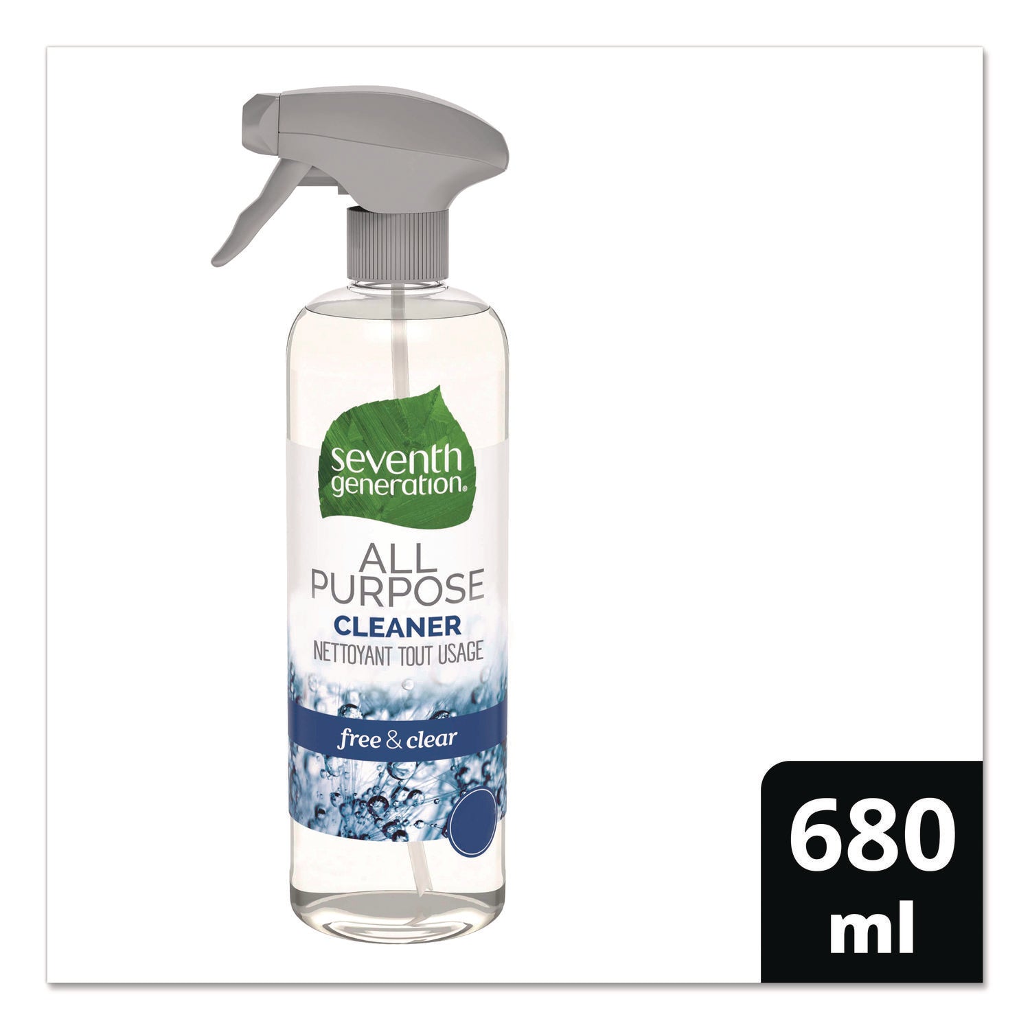 Seventh Generation® Natural All-Purpose Cleaner, Free And Clear/unscented, 23 Oz Trigger Spray Bottle, 8/carton