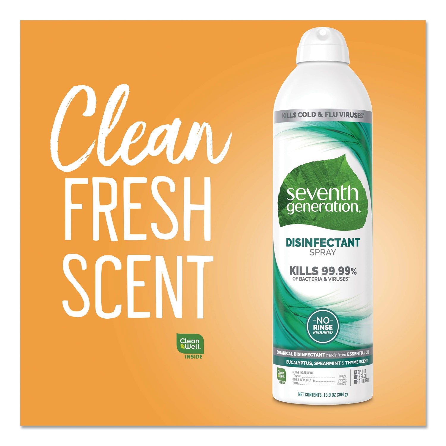Seventh Generation® Disinfectant Sprays, Eucalyptus/spearmint/thyme, 13.9 Oz, Spray Bottle