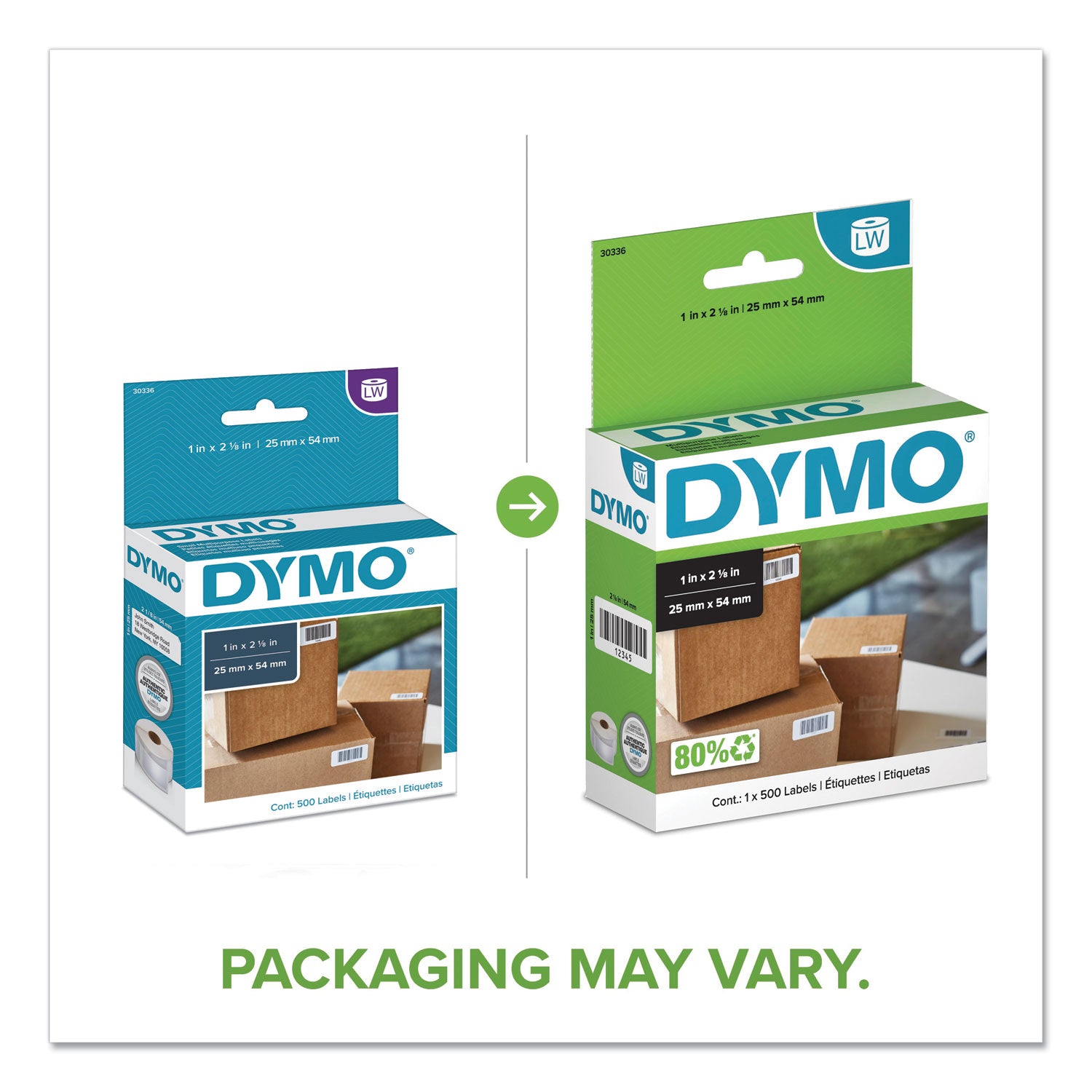 DYMO® Labelwriter Multipurpose Labels, 1" X 2.12", White, 500 Labels/roll