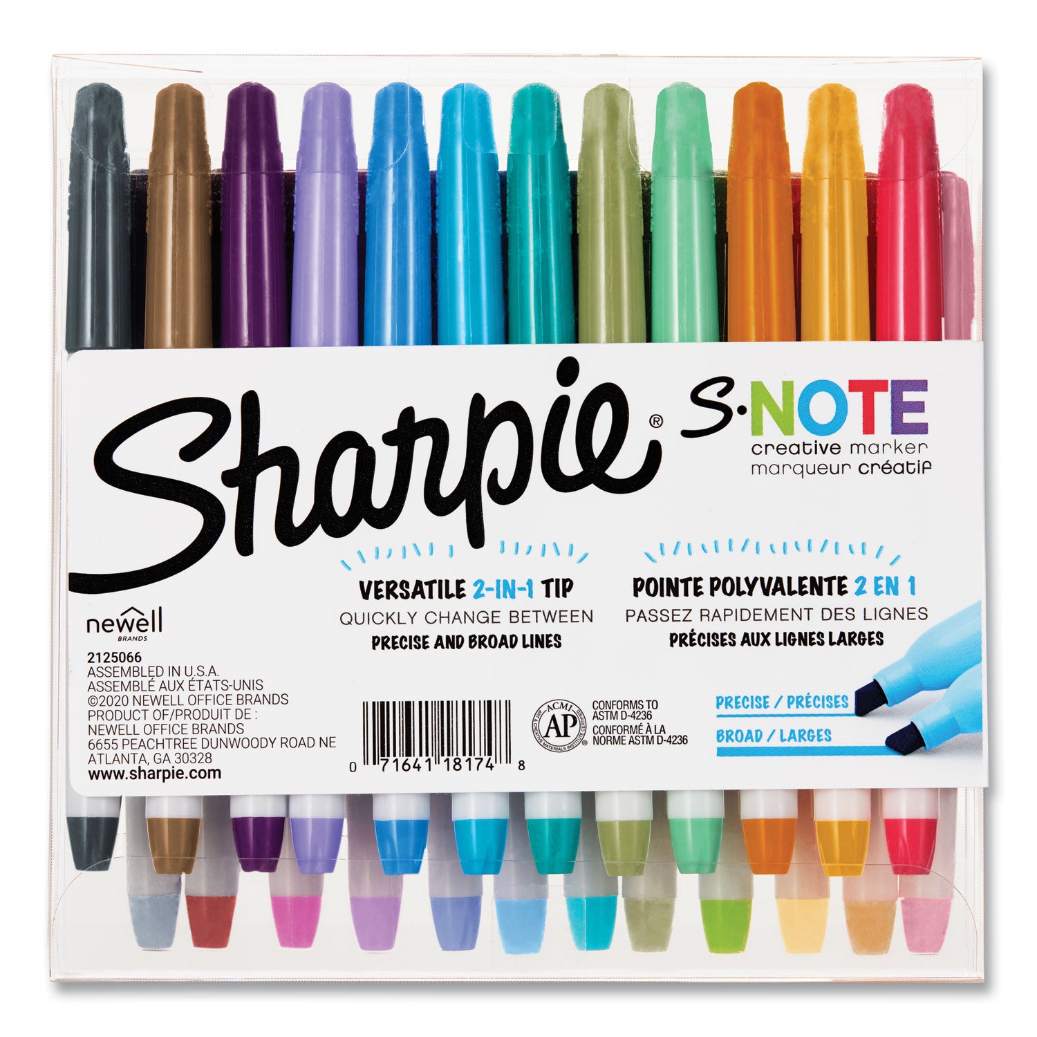 Sharpie® S-Note Creative Markers, Assorted Ink Colors, Chisel Tip, Assorted Barrel Colors, 24/Pack