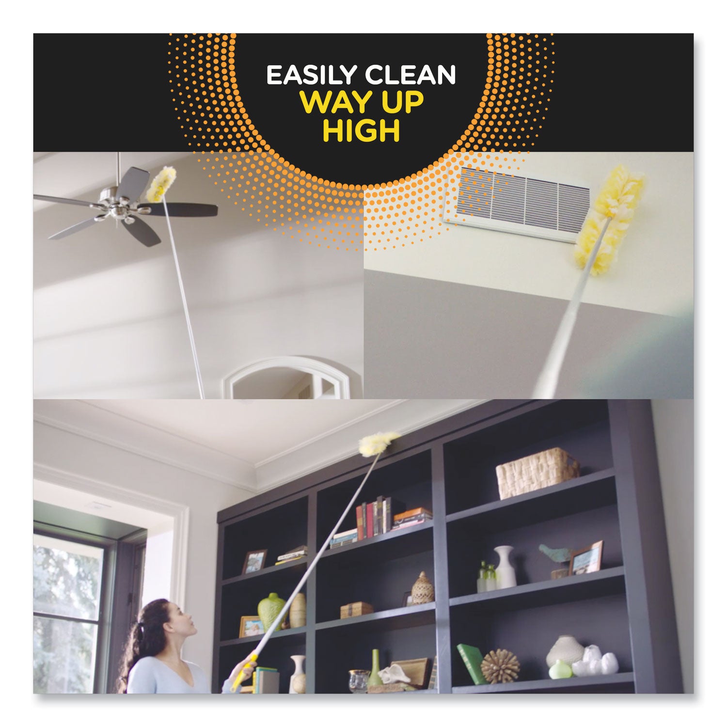 Swiffer® Heavy Duty Dusters With Extendable Handle, Plastic Handle Extends To 3 Ft, 1 Handle And 3 Dusters/kit, 6 Kits/carton