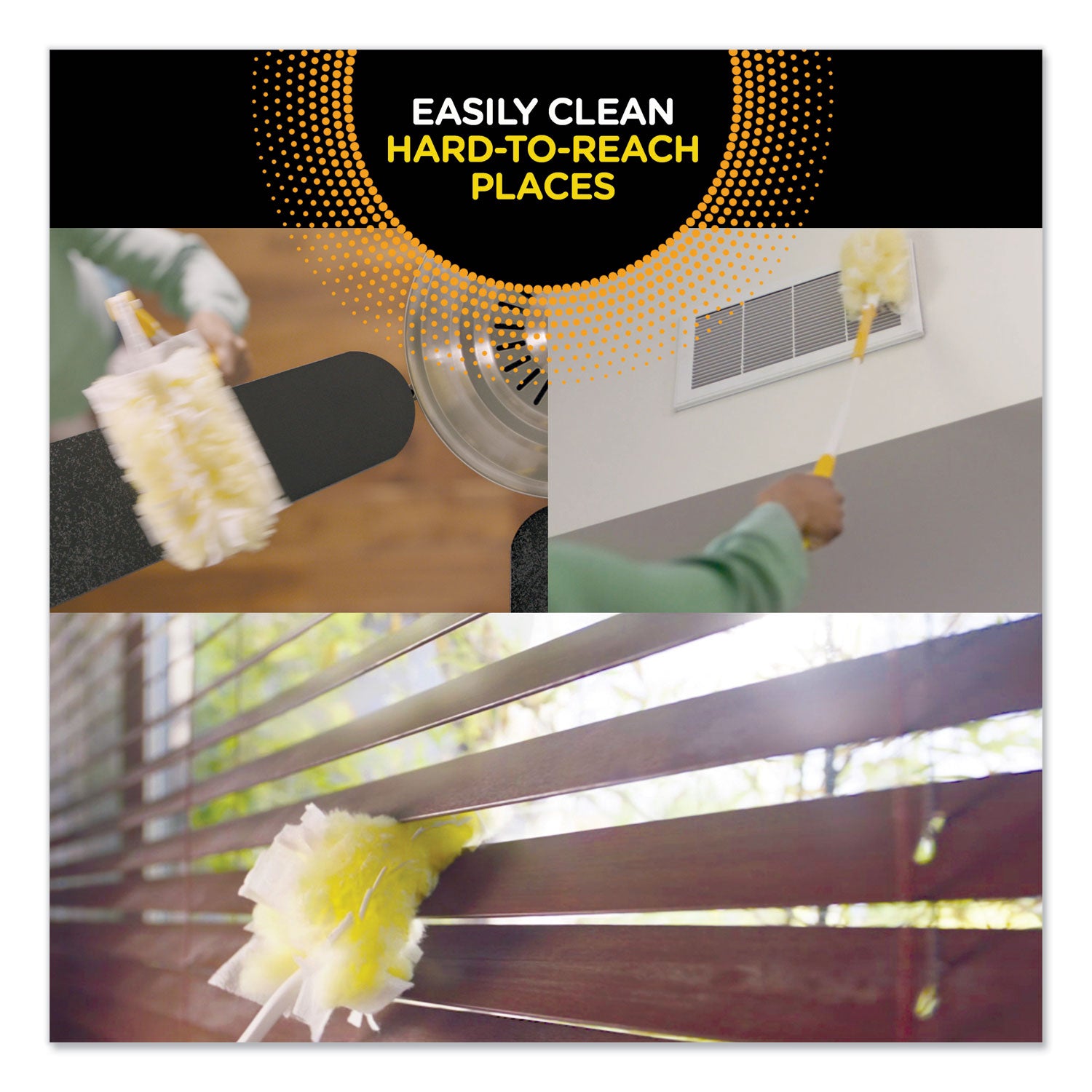 Swiffer® Heavy Duty Dusters With Extendable Handle, Plastic Handle Extends To 3 Ft, 1 Handle And 3 Dusters/kit, 6 Kits/carton