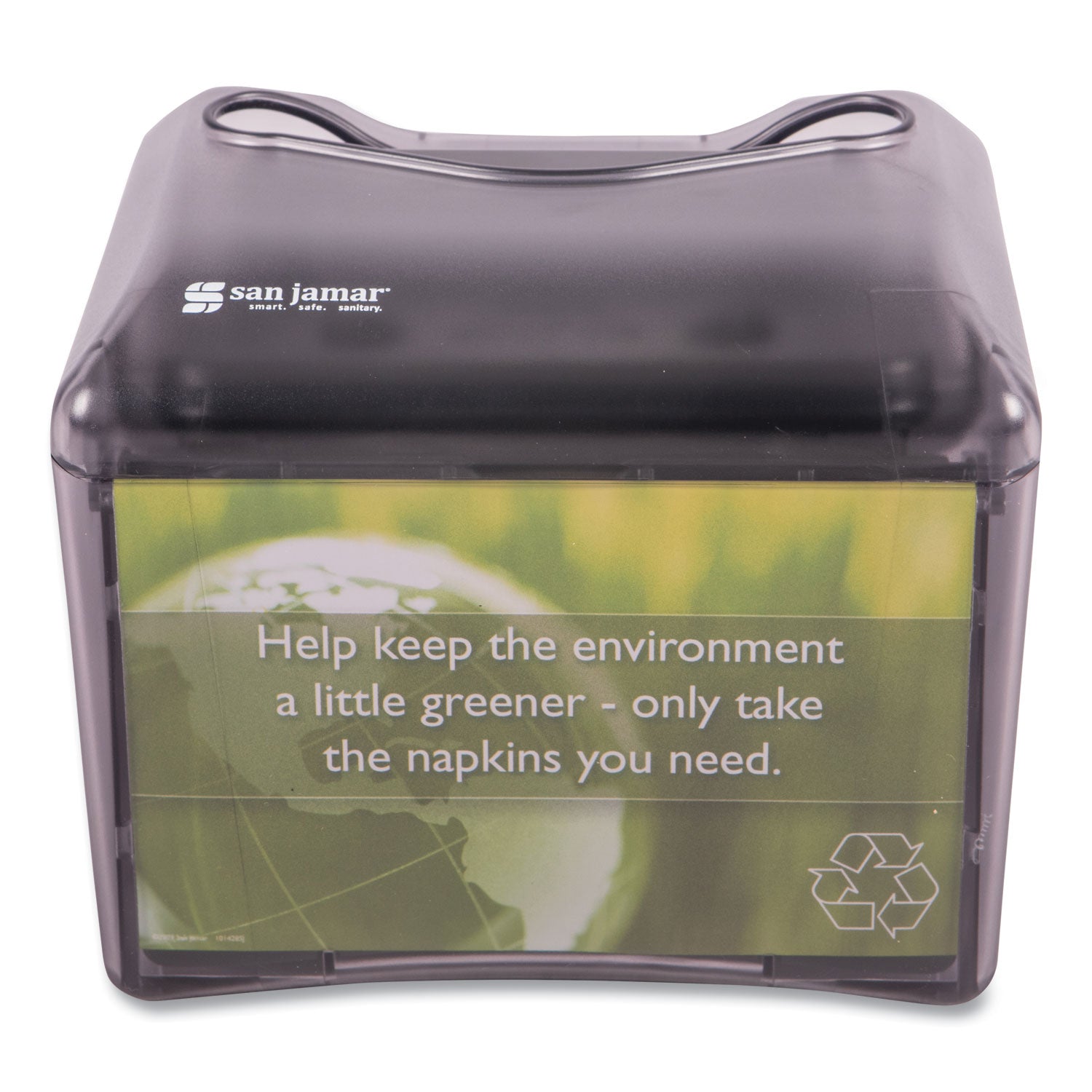 San Jamar® Venue Napkin Dispenser with Advertising Inset, 6.5 x 6.13 x 6.9, Capacity: 200, Black