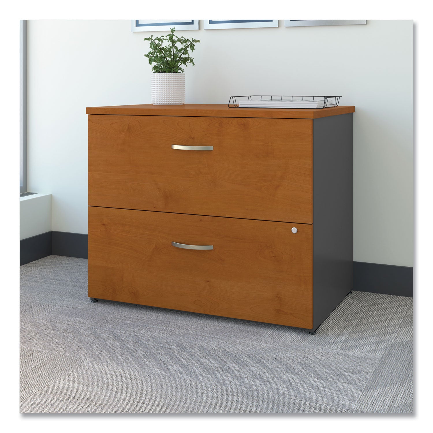 Bush® Series C Lateral File, 2 Legal/letter/a4/a5-Size File Drawers, Natural Cherry/graphite Gray, 35.75" X 23.38" X 29.88"