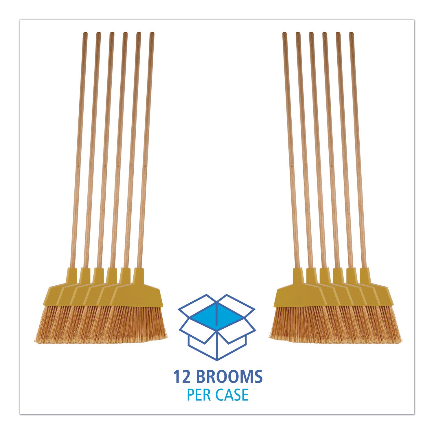 Boardwalk® Angler Broom, 53" Handle, Yellow, 12/carton