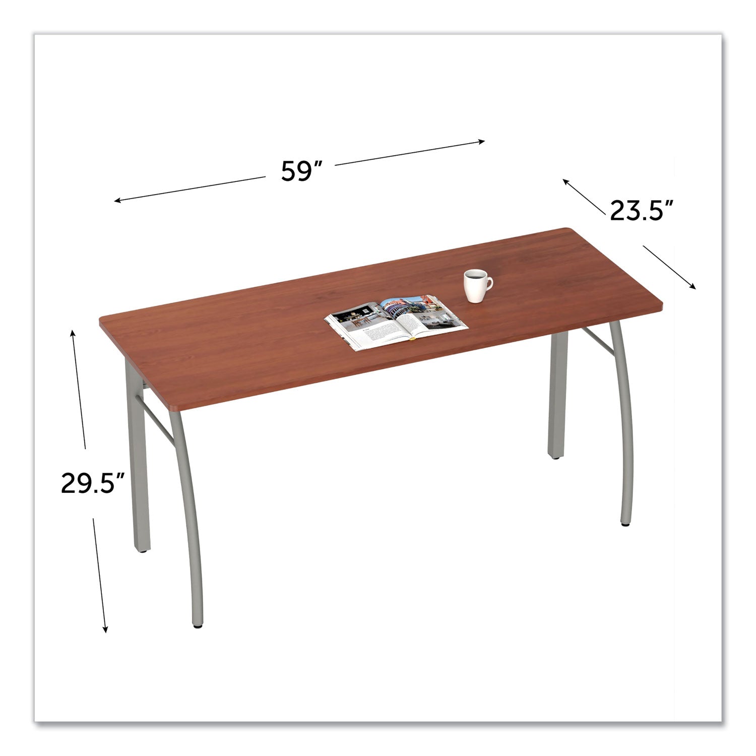 Linea Italia® Trento Line Rectangular Desk, 59.13" X 23.63" X 29.5", Cherry
