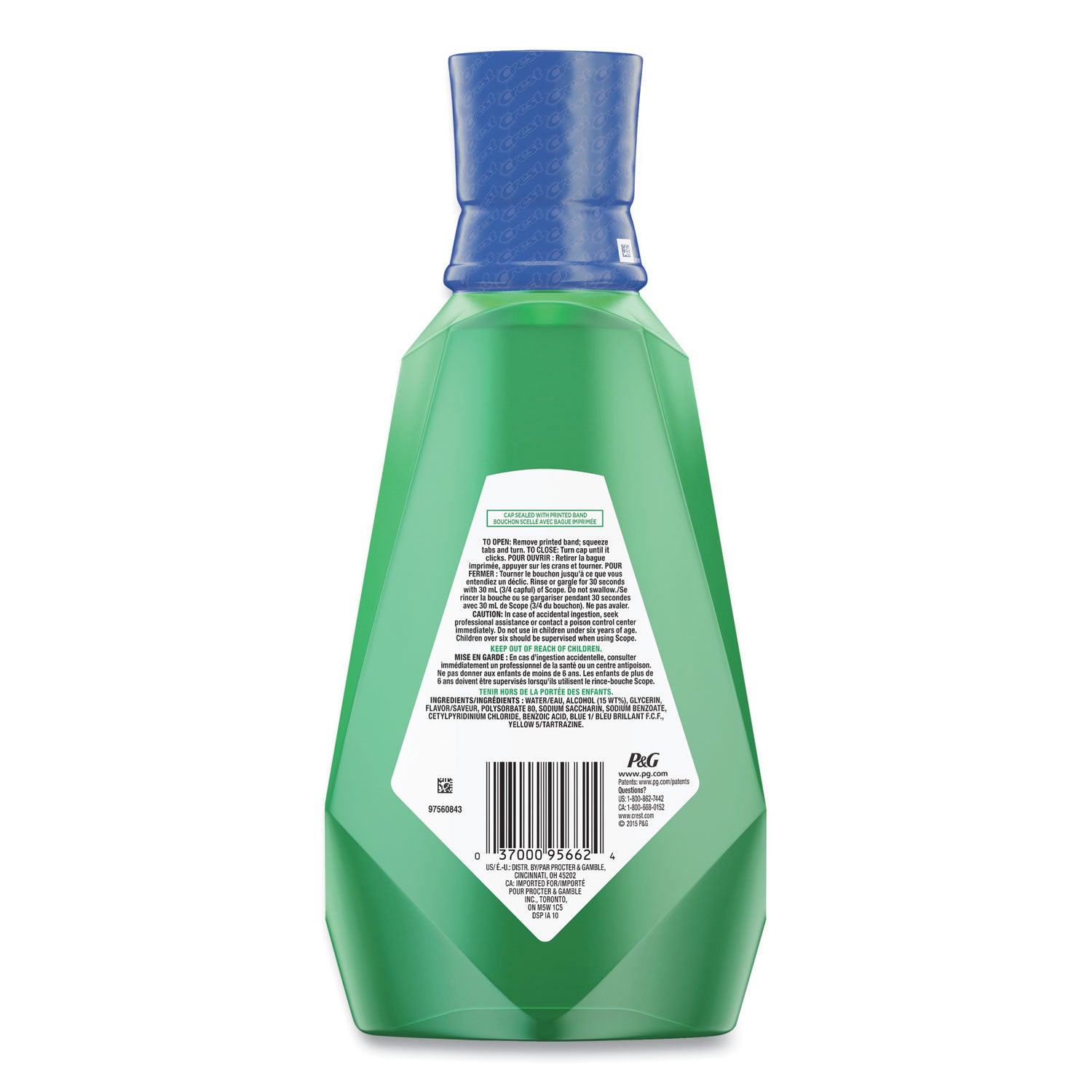 Crest® + Scope Mouth Rinse, Classic Mint, 1 L Bottle, 6/carton