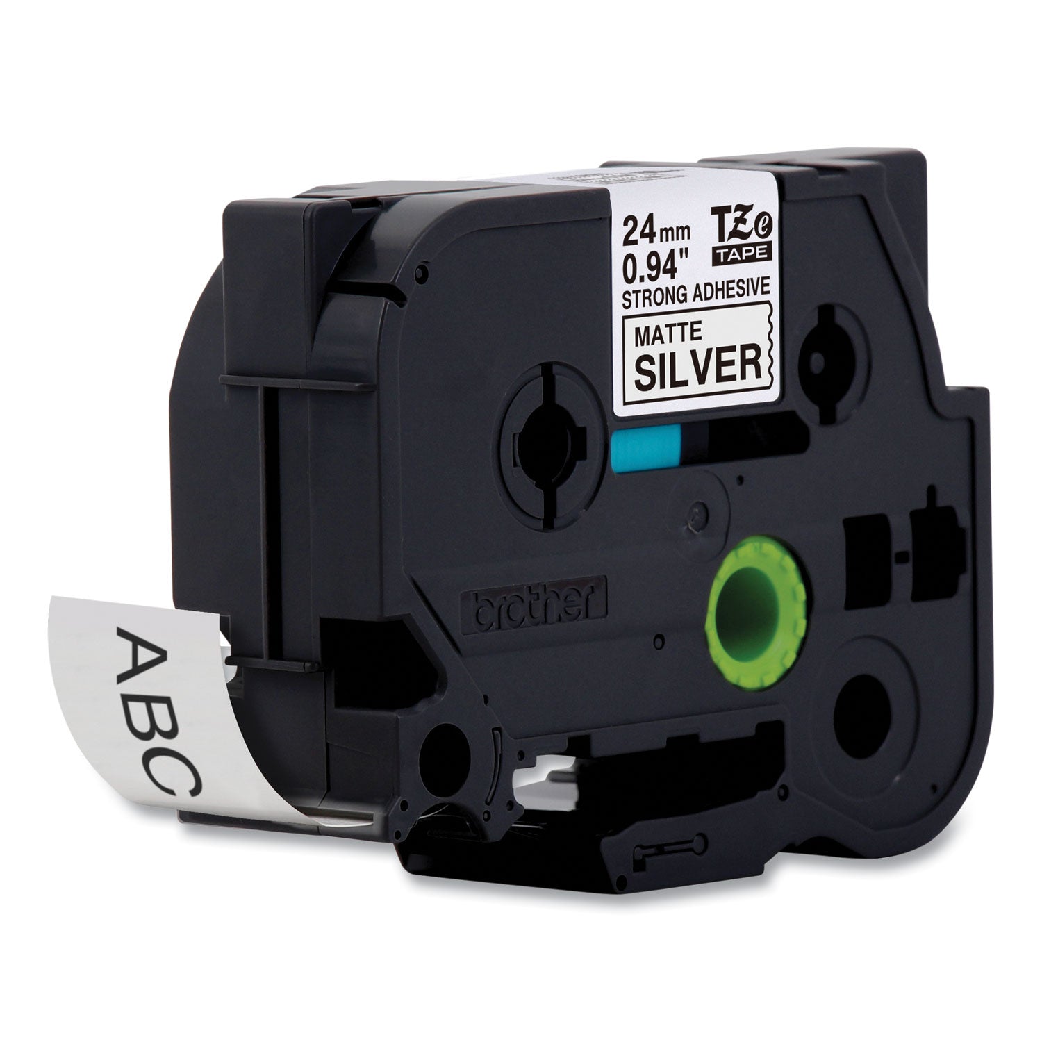 Brother P-Touch® Tz Extra-Strength Adhesive Laminated Labeling Tape, 0.94" X 26.2 Ft, Black On Matte Silver