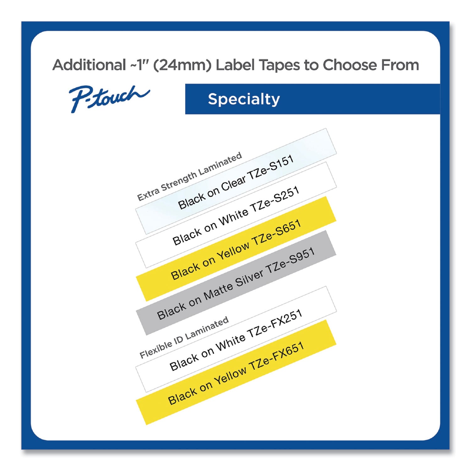 Brother P-Touch® Tz Extra-Strength Adhesive Laminated Labeling Tape, 0.94" X 26.2 Ft, Black On Matte Silver