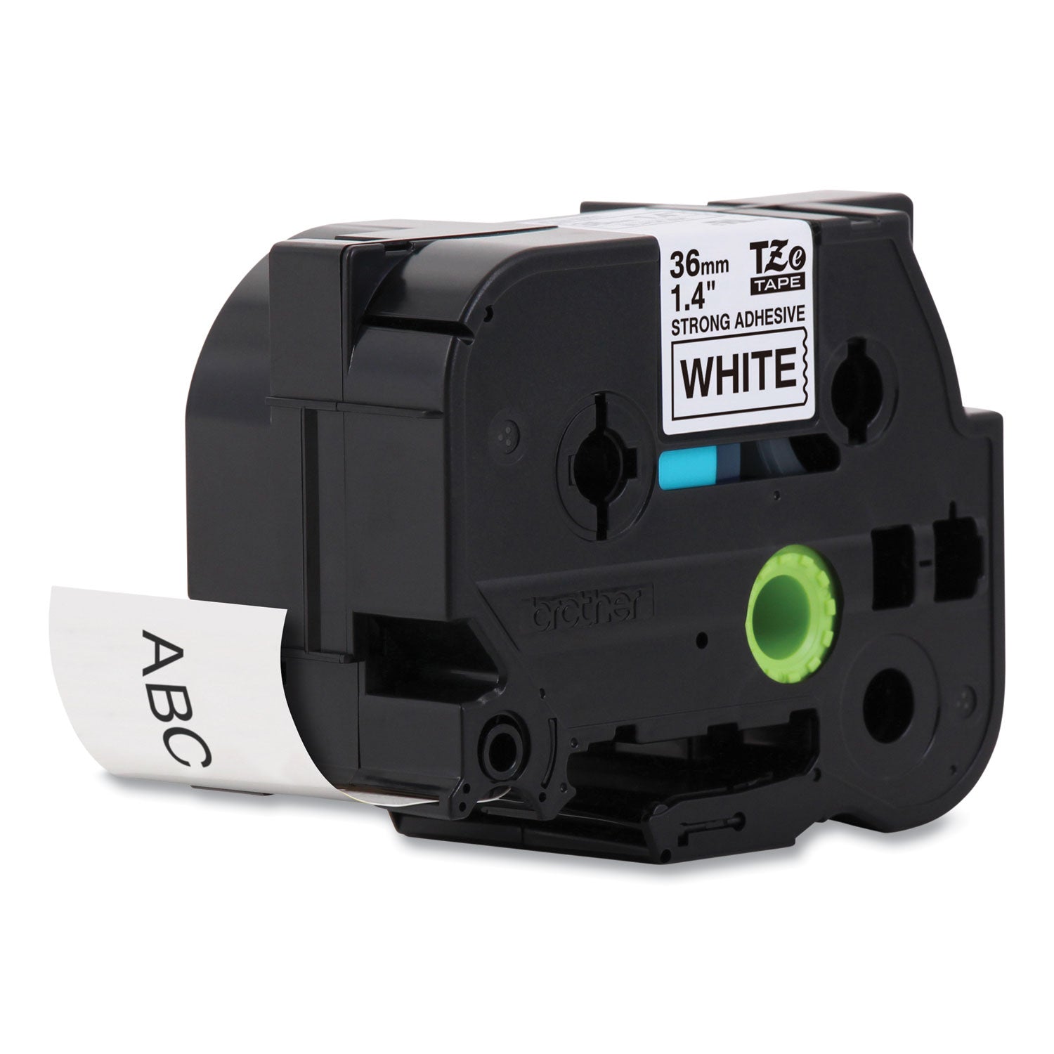 Brother P-Touch® Tz Extra-Strength Adhesive Laminated Labeling Tape, 1.4" X 26.2 Ft, Black On White