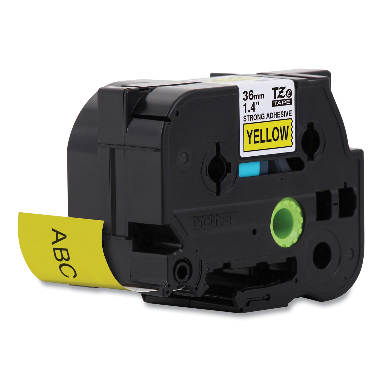 Brother P-Touch® Tz Extra-Strength Adhesive Laminated Labeling Tape, 1.4" X 26.2 Ft, Black On Yellow