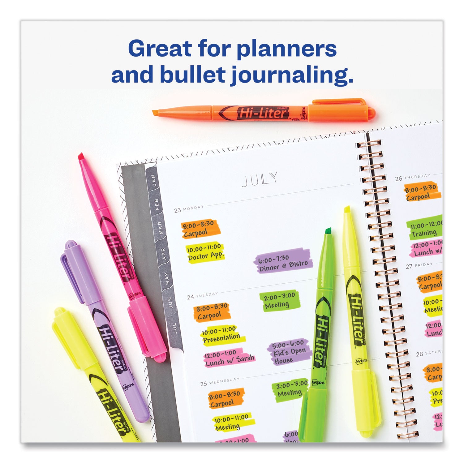 Avery® Hi-Liter Pen-Style Highlighters, Assorted Ink Colors, Chisel Tip, Assorted Barrel Colors, 6/set