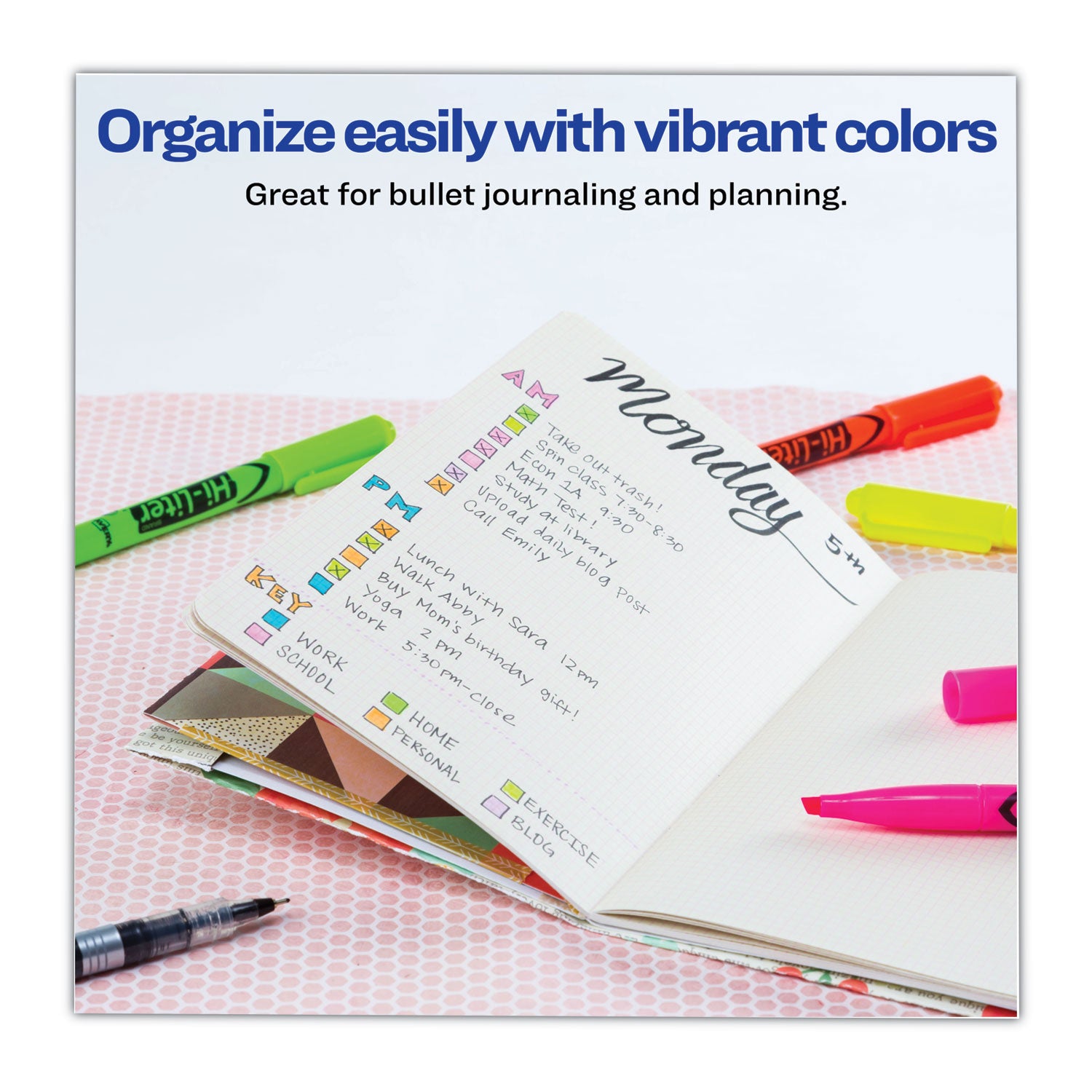 Avery® Hi-Liter Pen-Style Highlighters, Fluorescent Pink Ink, Chisel Tip, Pink/black Barrel, Dozen