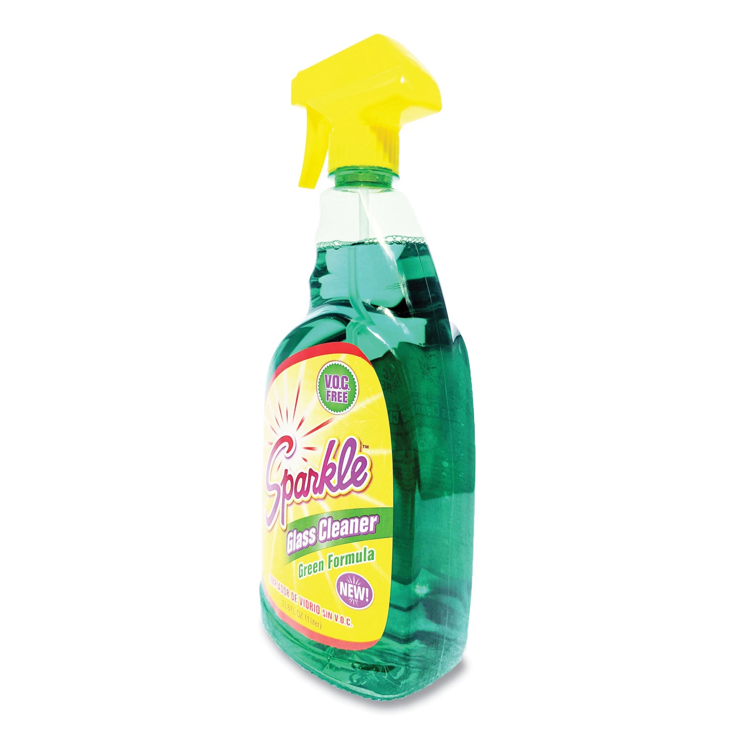 Sparkle Green Formula Glass Cleaner, 33.8 Oz Bottle, 12/carton