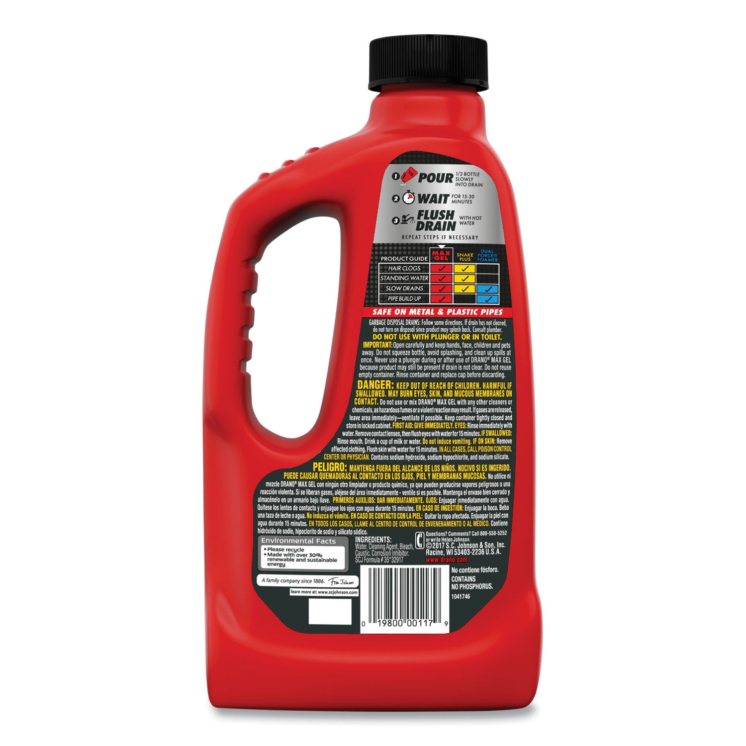 Drano® Max Gel Clog Remover, 32 Oz Bottle, 12/carton