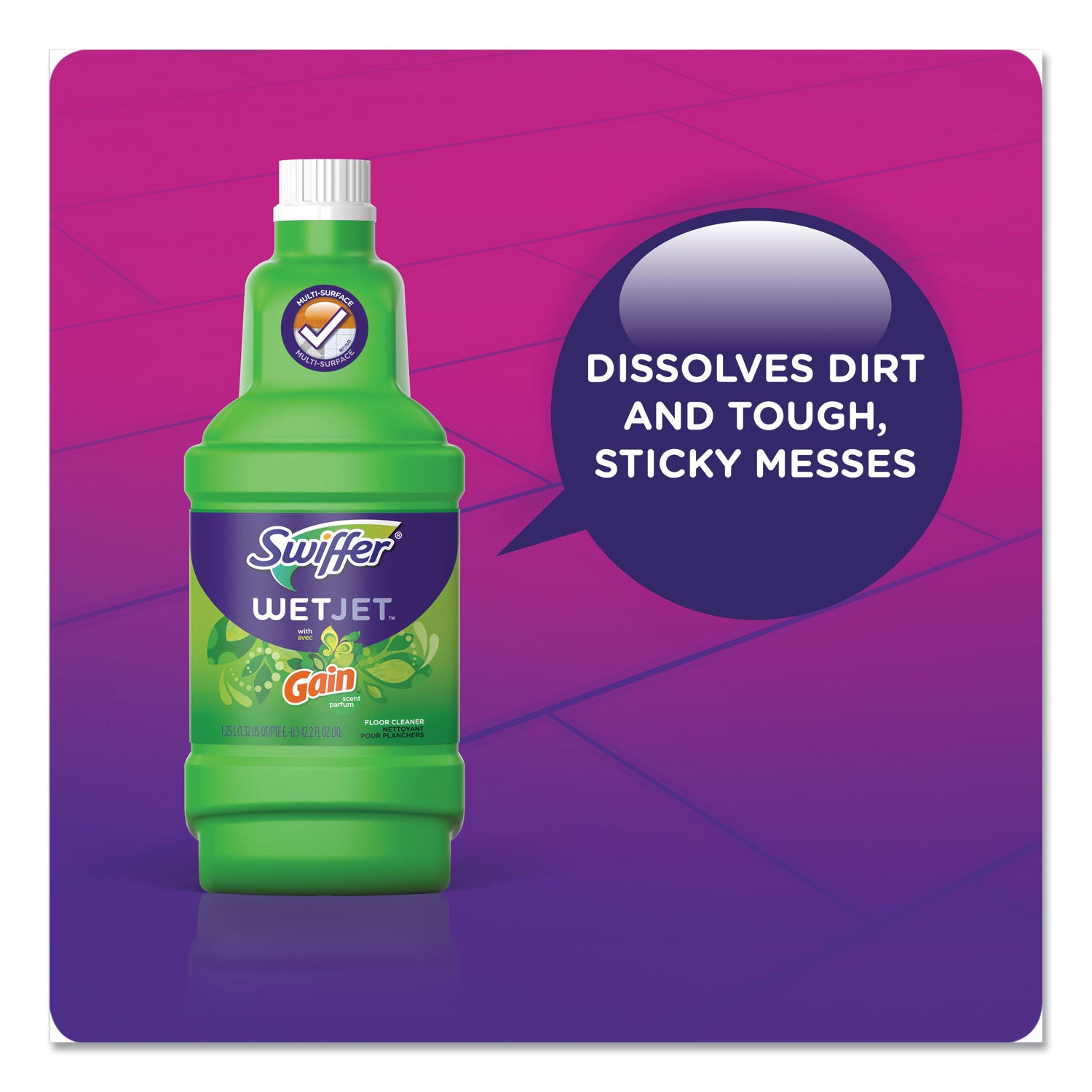 Swiffer® Wetjet System Cleaning-Solution Refill, Original Scent, 1.25 L Bottle, 4/carton