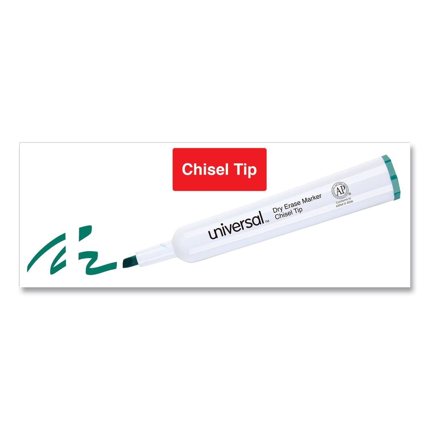 Universal™ Dry Erase Marker, Broad Chisel Tip, Green, Dozen