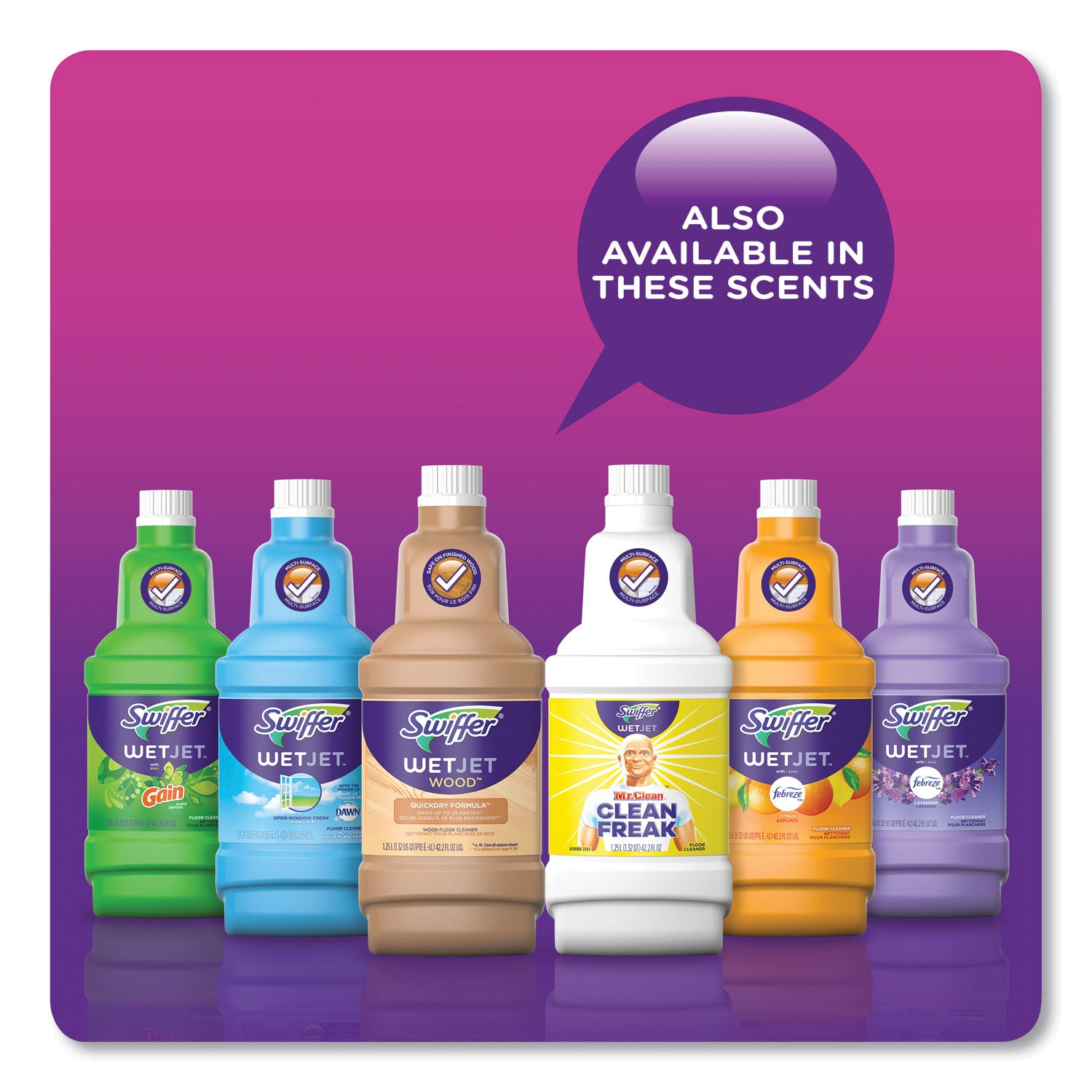 Swiffer® Wetjet System Cleaning-Solution Refill, Original Scent, 1.25 L Bottle, 4/carton