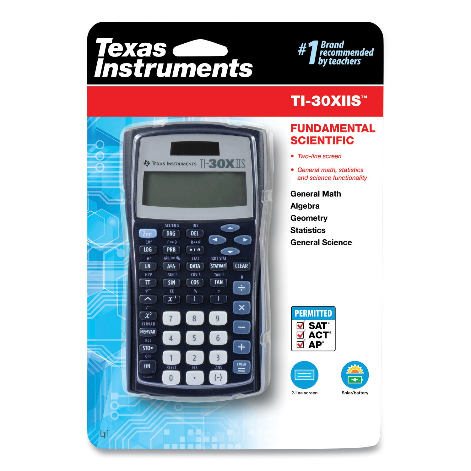 Texas Instruments Ti-30x Iis Scientific Calculator, 10-Digit Lcd, Black