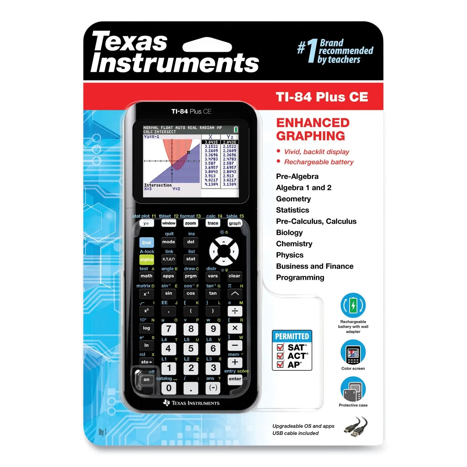 TI-84 Plus CE Programmable Color Graphing Calculator, 10-Digit LCD, Black Texas Instruments Flipcost