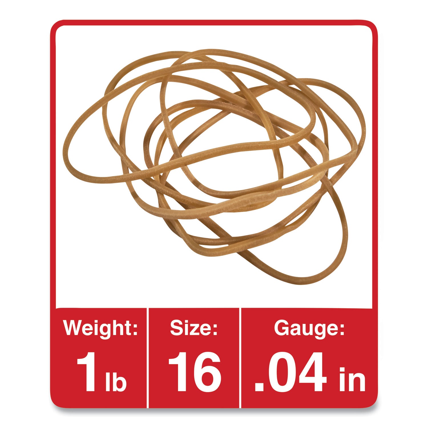 Universal® Rubber Bands, Size 16, 0.04" Gauge, Beige, 1 Lb Box, 1,900/pack