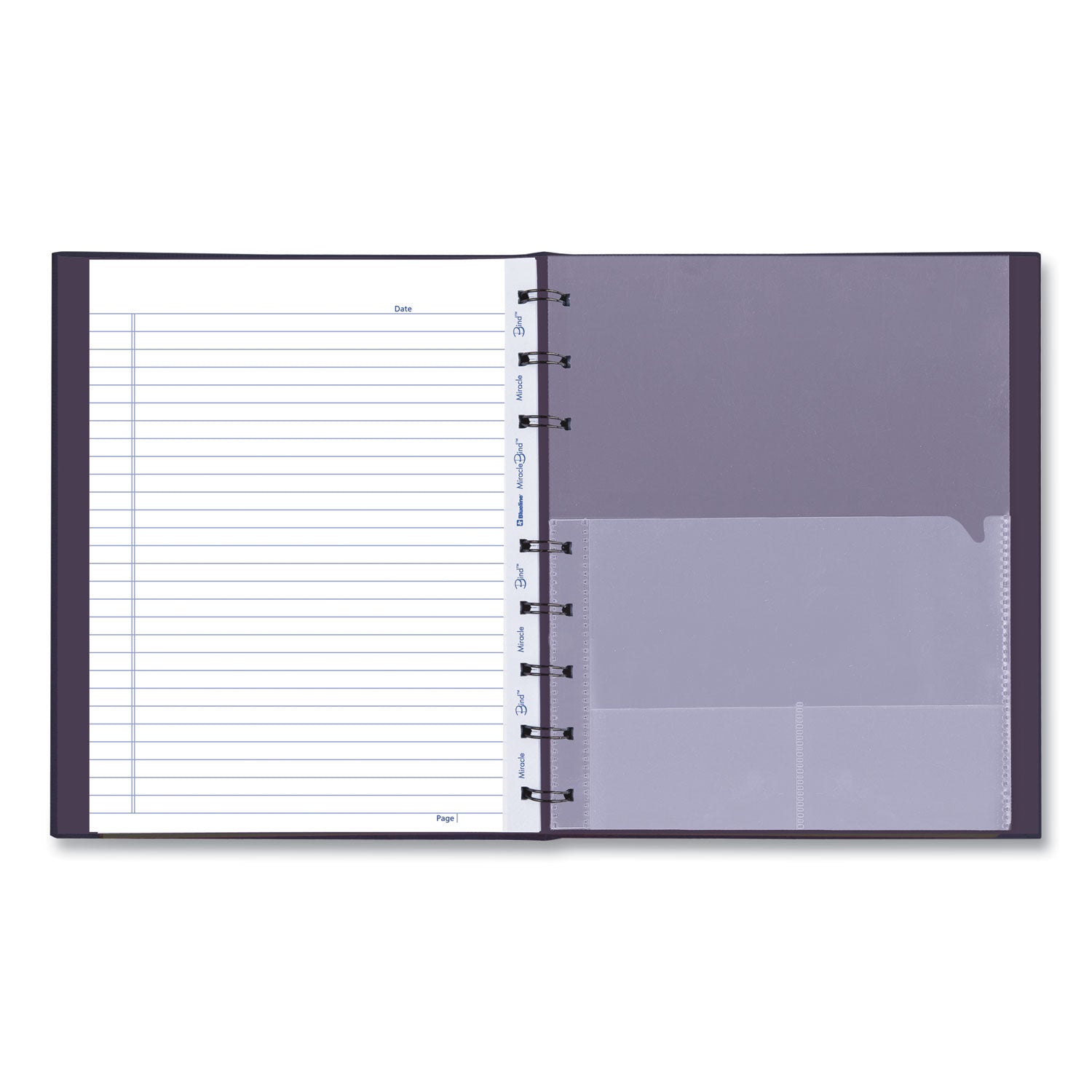 Blueline® MiracleBind Notebook, 1-Subject, Medium/College Rule, Purple Cover, (75) 9.25 x 7.25 Sheets