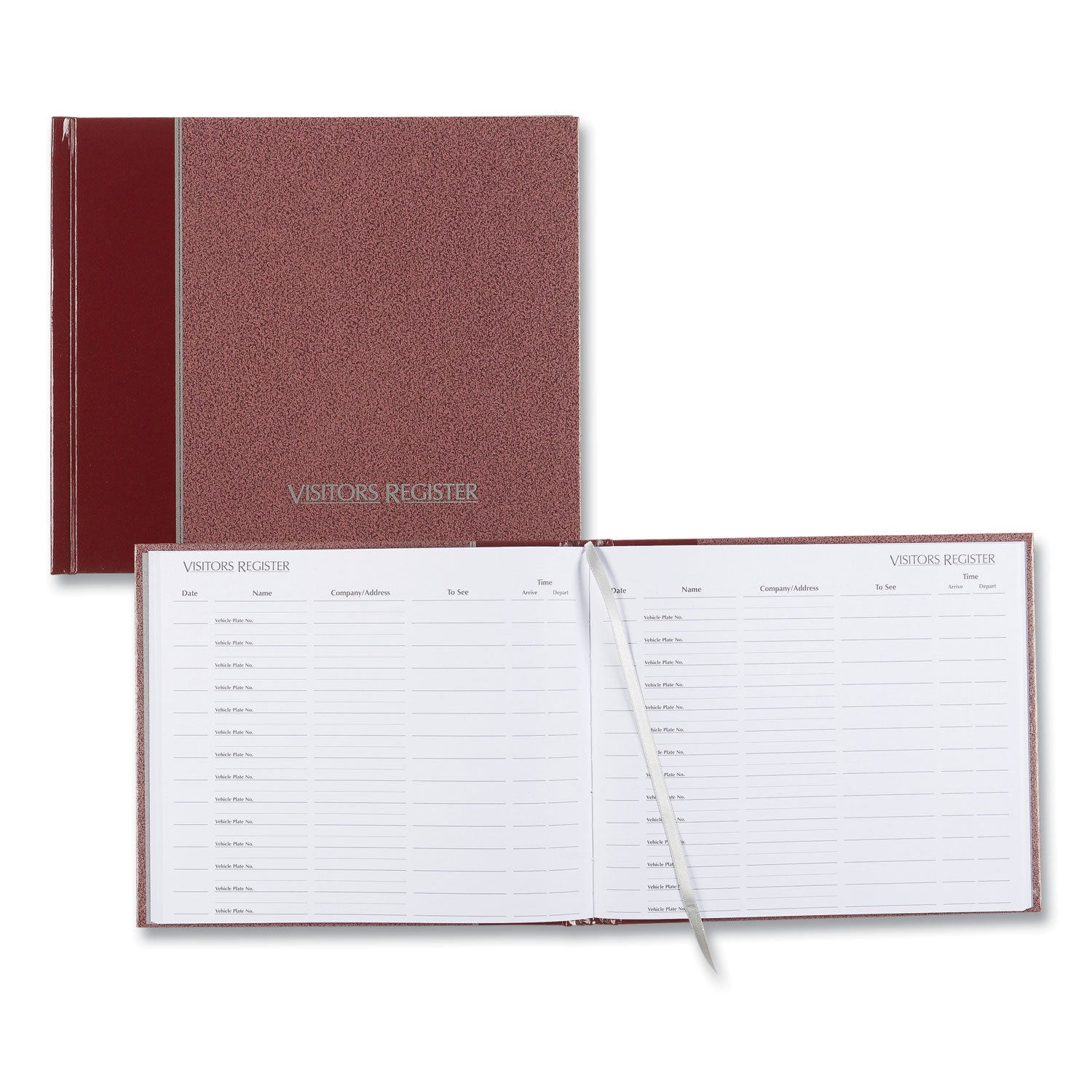 National® Hardcover Visitor Register Book, Burgundy Cover, 9.78 X 8.5 Sheets, 128 Sheets/book