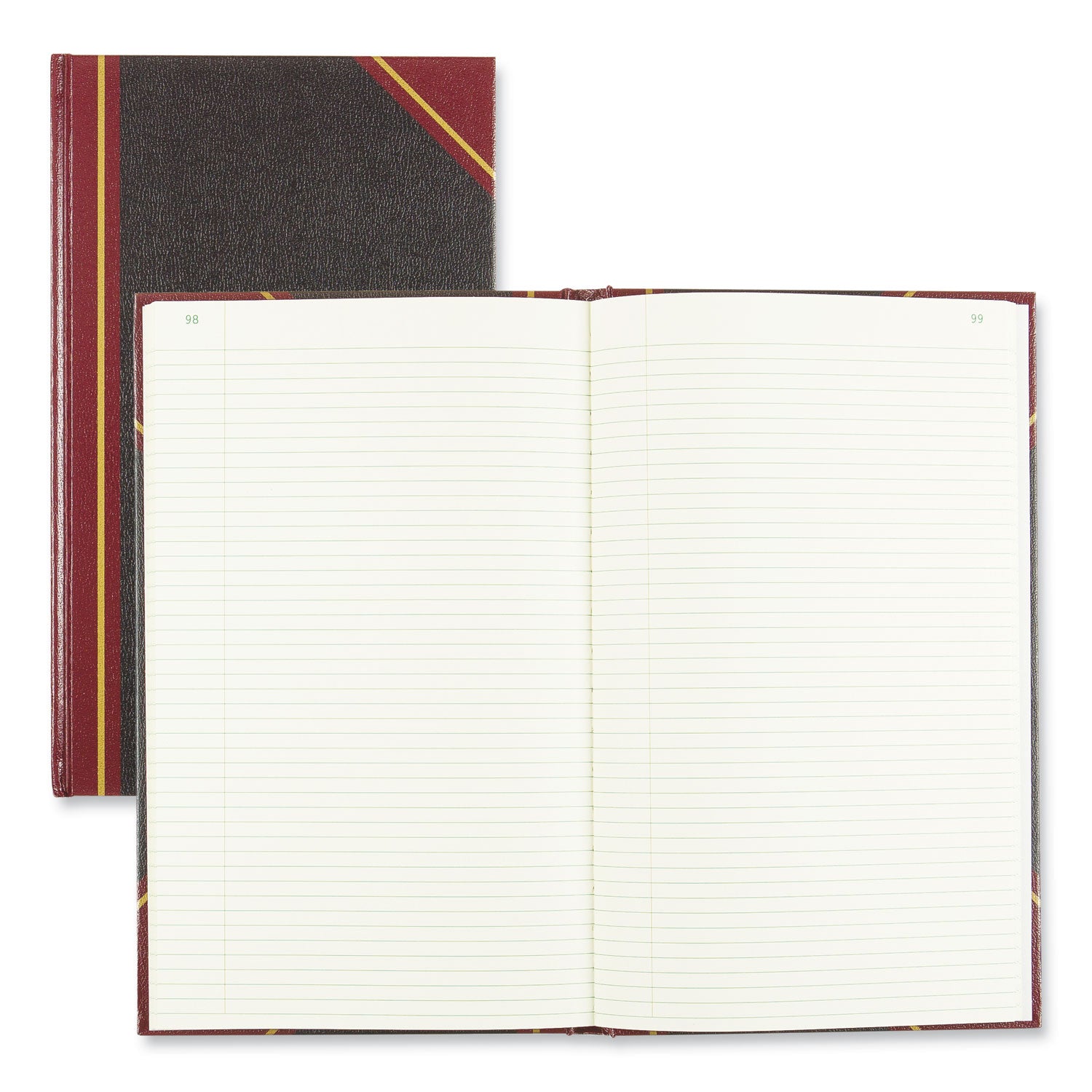 National® Texthide Record Book, 1-Subject, Medium/College Rule, Black/Burgundy Cover, (500) 14 x 8.5 Sheets