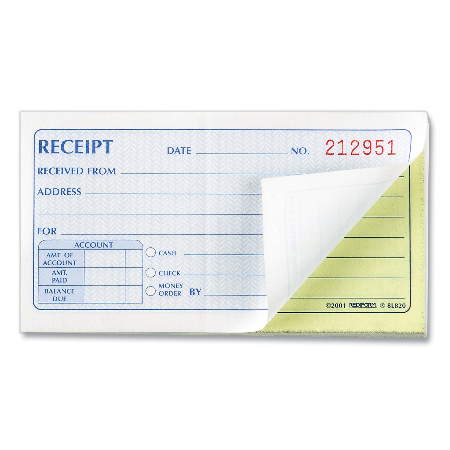 Rediform® Small Money Receipt Book, Two-Part Carbonless, 2.75 x 5, 50 Forms Total