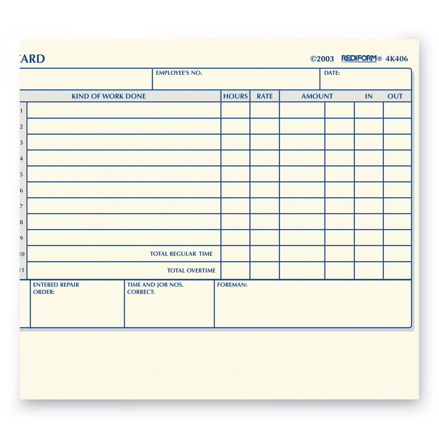 Rediform® Daily Employee Time Cards, Two Sides, 4.25 X 7, 100/pad