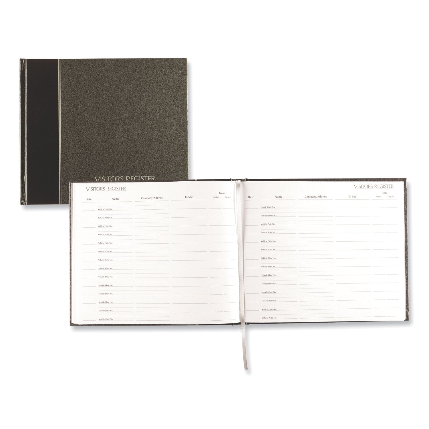 National® Hardcover Visitor Register Book, Black Cover, 9.78 X 8.5 Sheets, 128 Sheets/book