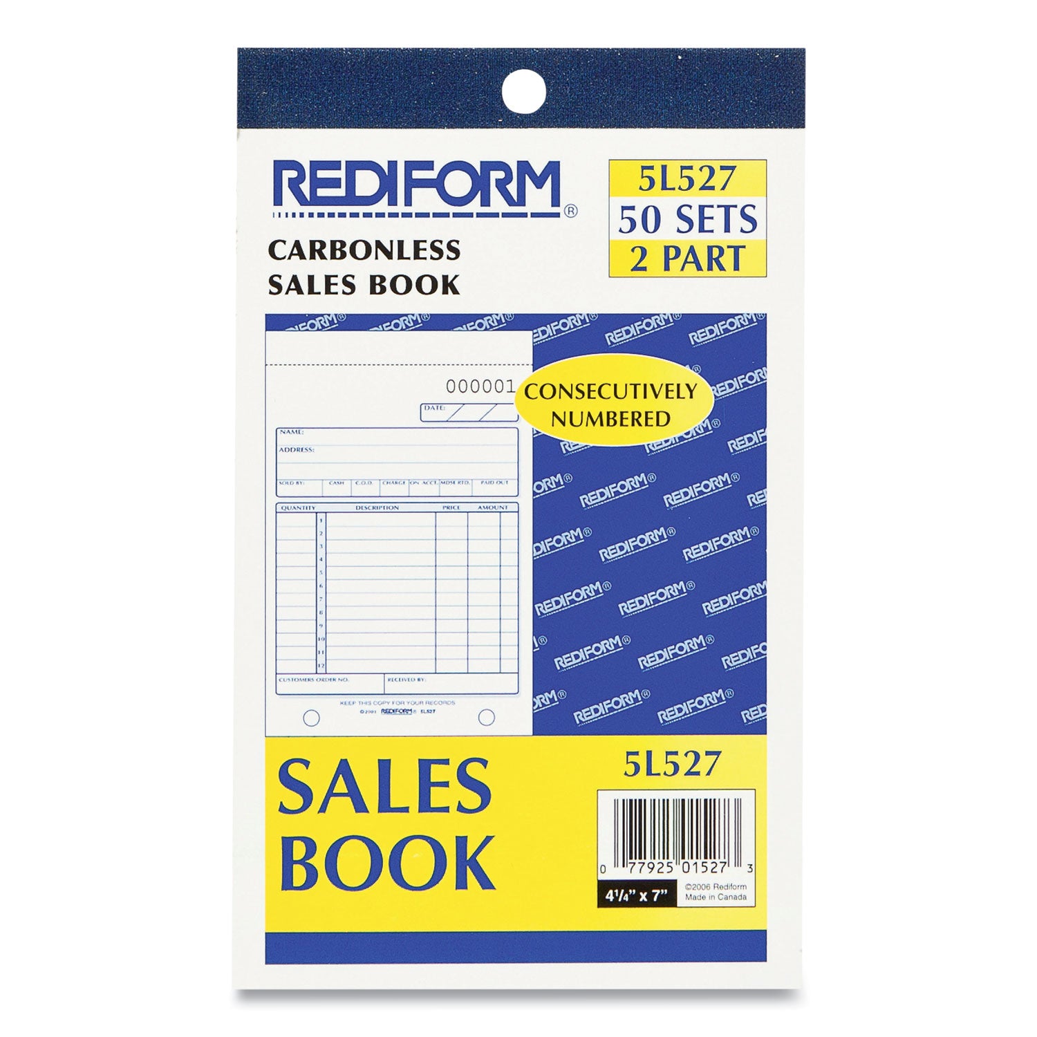 Rediform® Sales Book, 12 Lines, Two-Part Carbonless, 4.25 x 6.38, 50 Forms Total