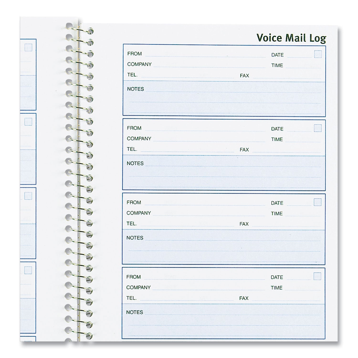 Rediform® Detail Wirebound Voice Mail Log Book, One-Part (No Copies), 5 x 1.63, 6 Forms/Sheet, 600 Forms Total