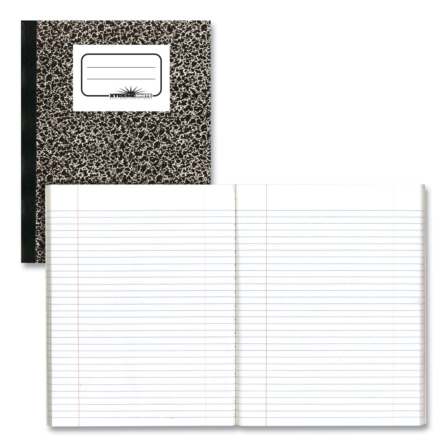 National® Composition Book, Medium/College Rule, Black Marble Cover, (80) 10 x 7.88 Sheets
