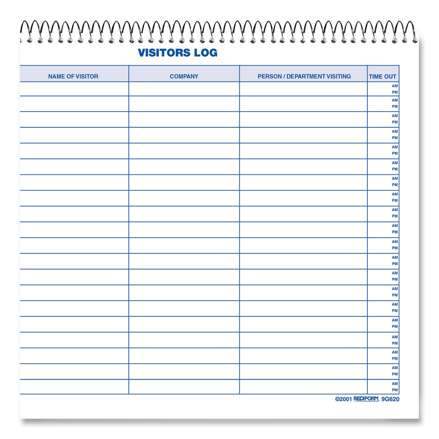 Rediform® Visitors Log Book, Blue/white/red Cover, 11 X 8.5 Sheets, 50 Sheets/book