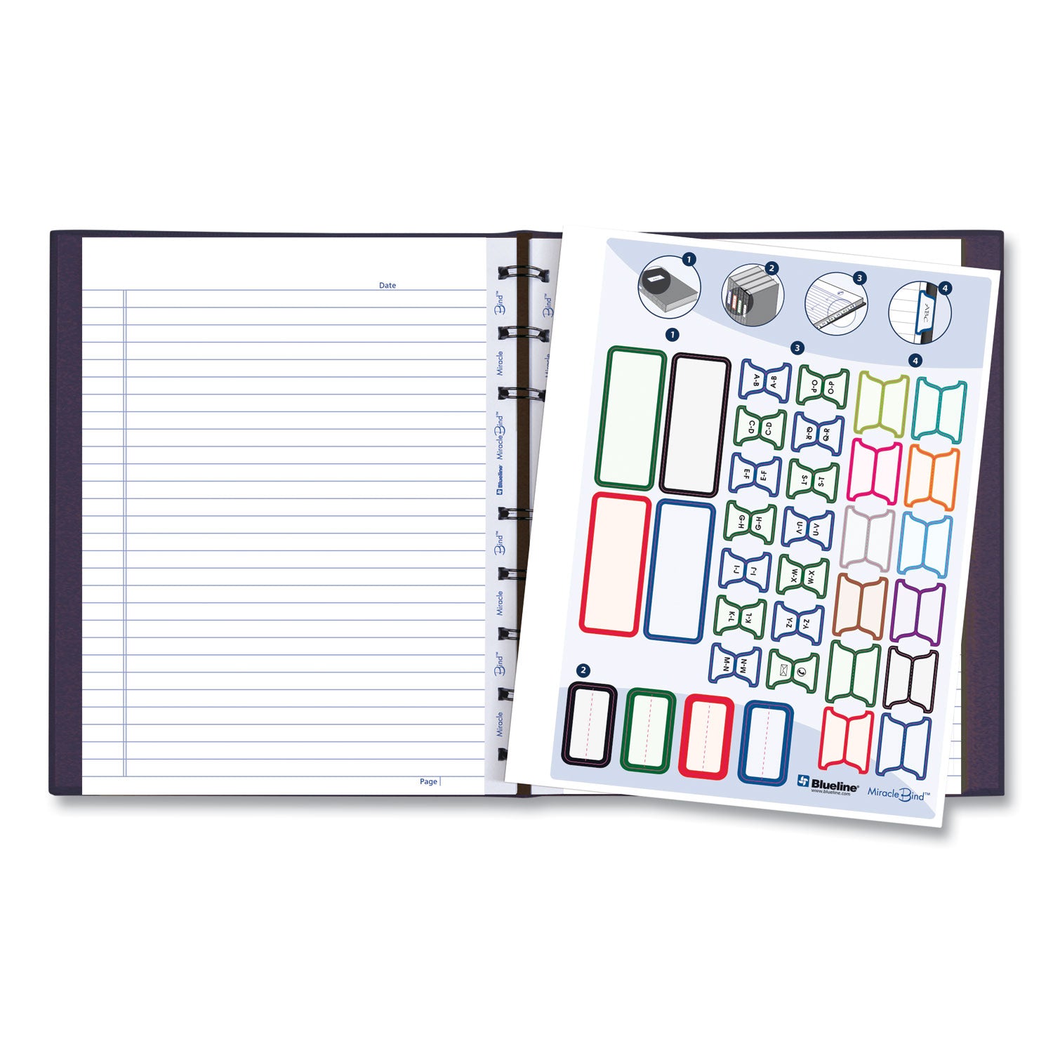 Blueline® MiracleBind Notebook, 1-Subject, Medium/College Rule, Purple Cover, (75) 9.25 x 7.25 Sheets