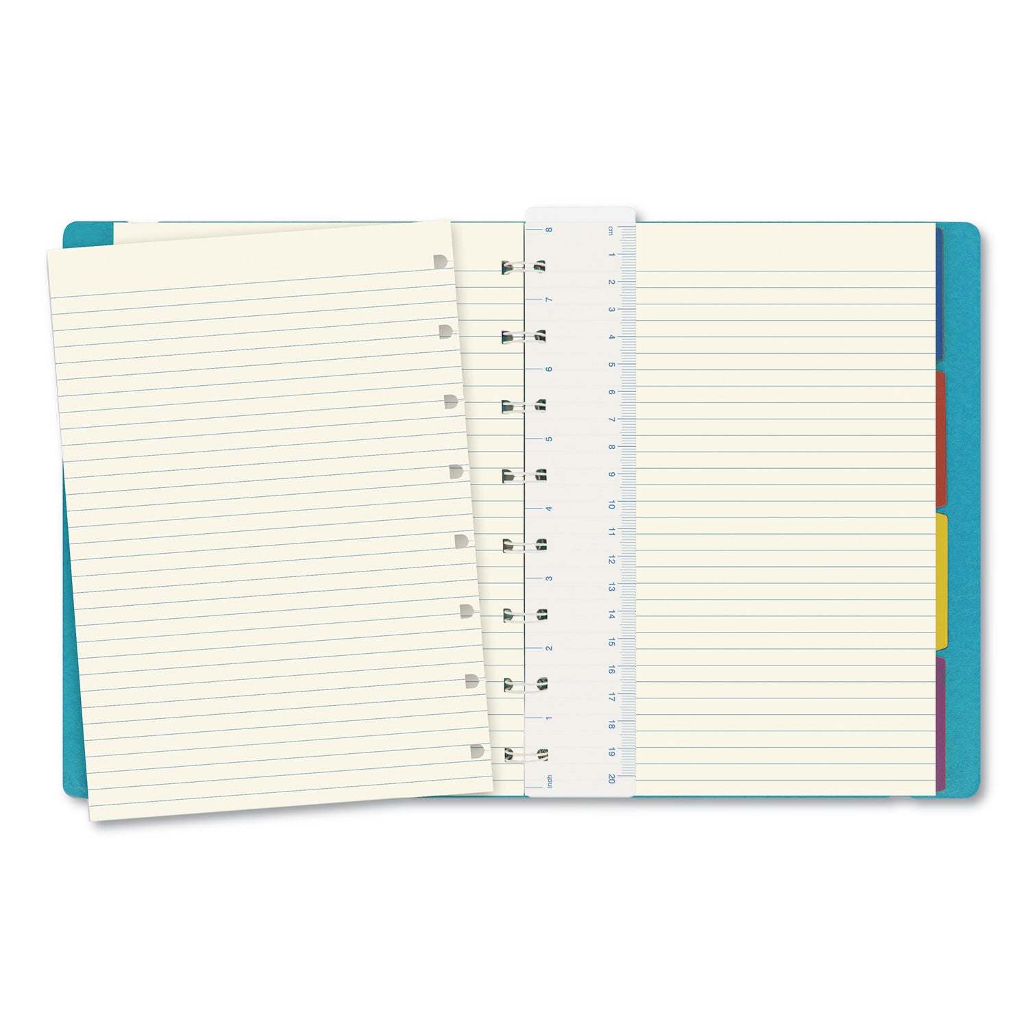 Filofax® Notebook, 1-Subject, Medium/College Rule, Aqua Cover, (112) 8.25 x 5.81 Sheets