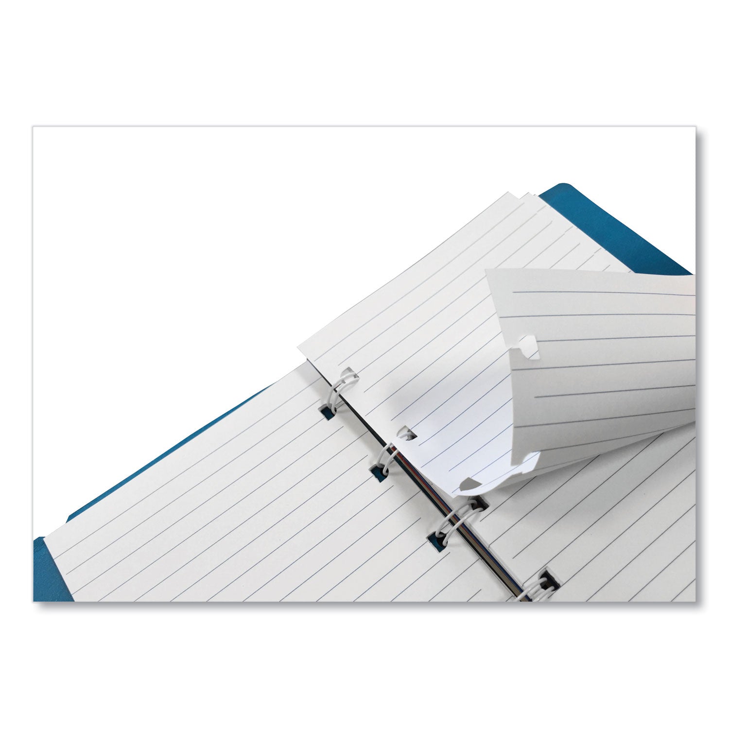 Filofax® Notebook, 1-Subject, Medium/College Rule, Aqua Cover, (112) 8.25 x 5.81 Sheets
