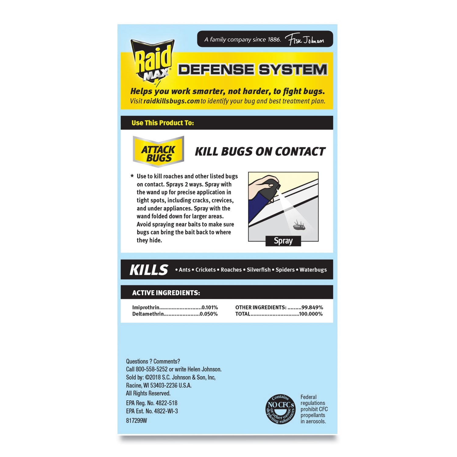 Raid® Ant/Roach Killer, 14.5 oz Aerosol Spray, Unscented