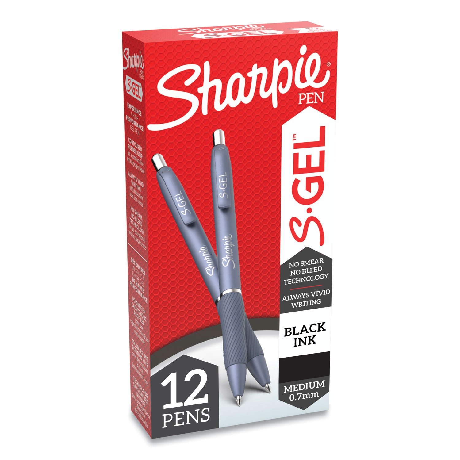 Sharpie® S-Gel™ S-Gel Fashion Barrel Gel Pen, Retractable, Medium 0.7 Mm, Black Ink, Frost Blue Barrel, Dozen