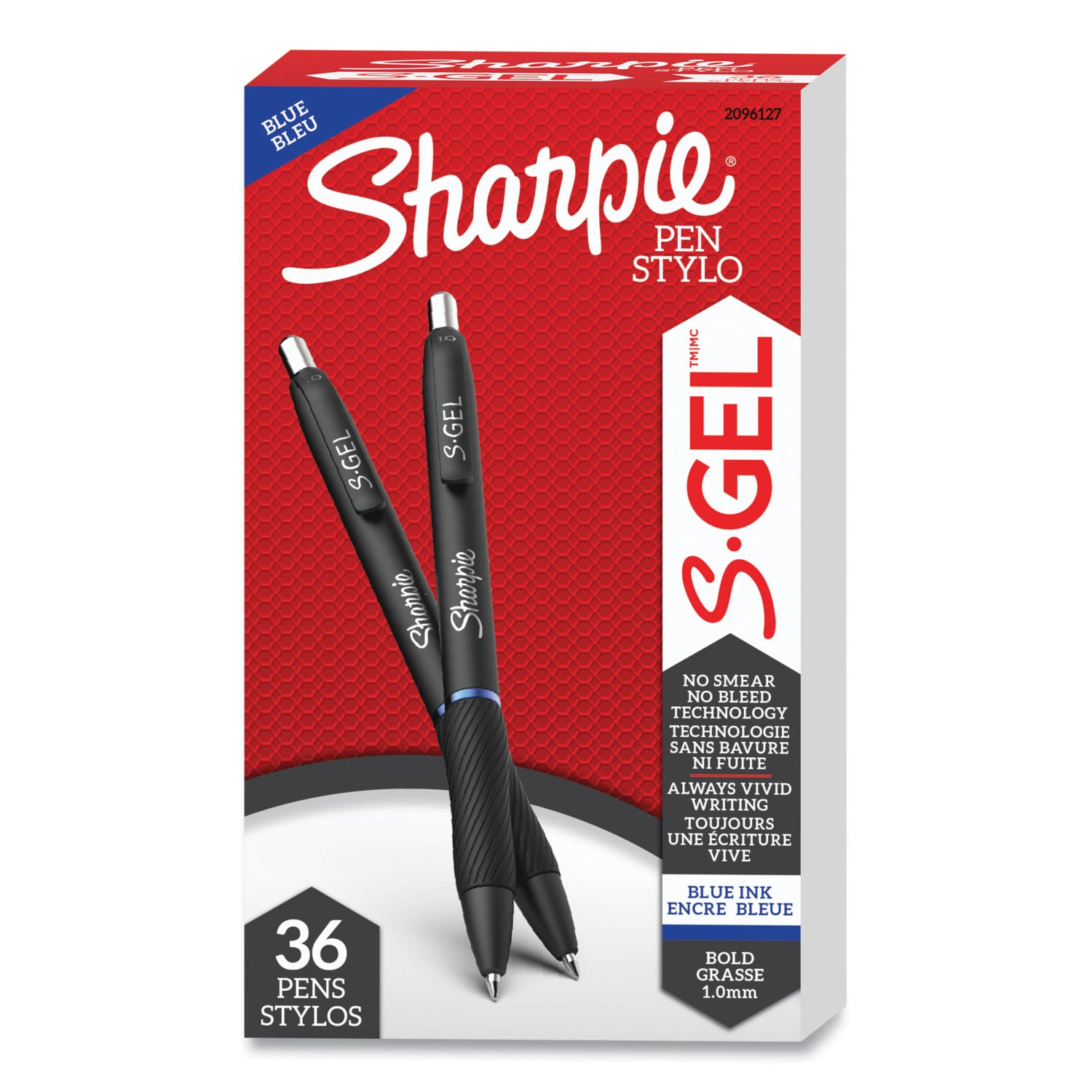 Sharpie® S-Gel™ S-Gel High-Performance Gel Pen, Retractable, Bold 1 Mm, Blue Ink, Black Barrel, 36/pack