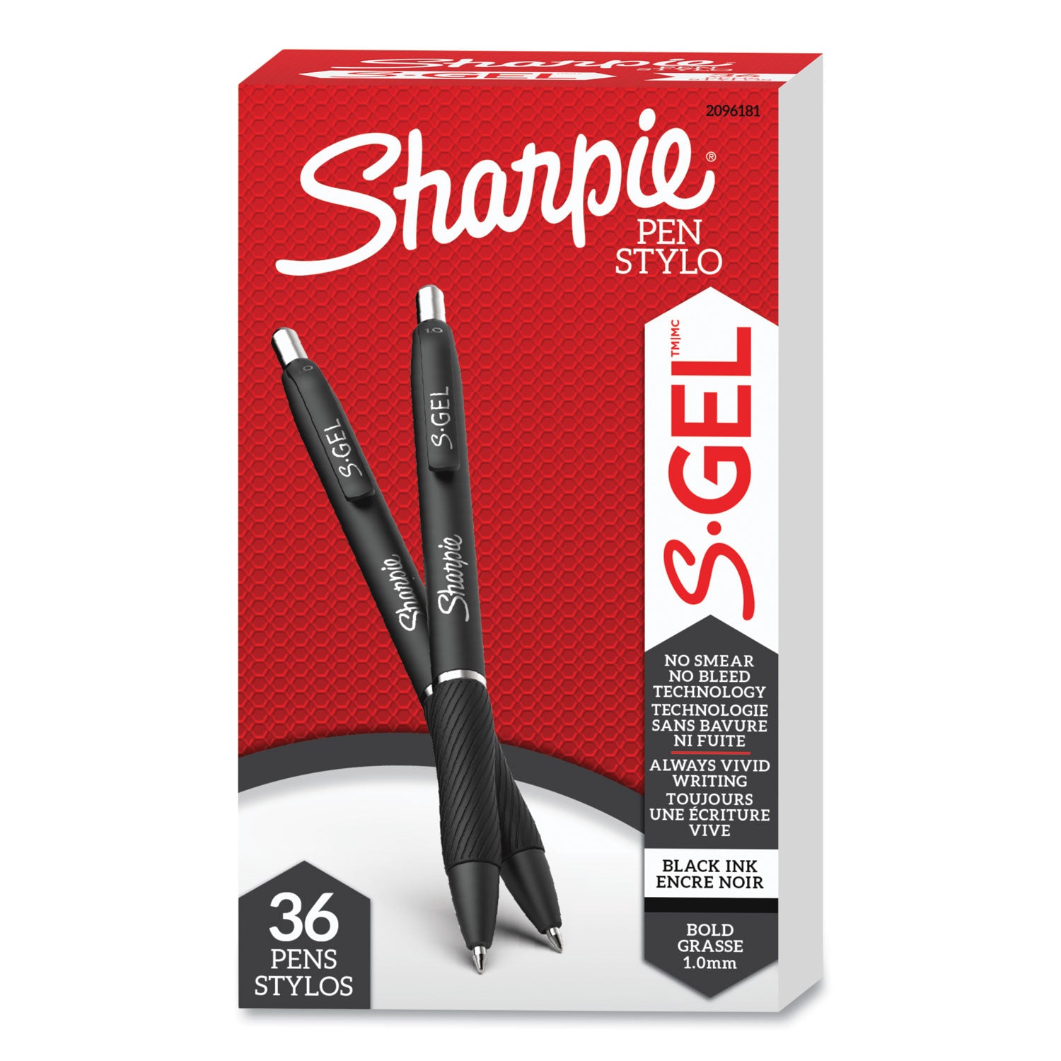 Sharpie® S-Gel™ S-Gel High-Performance Gel Pen, Retractable, Bold 1 Mm, Black Ink, Black Barrel, 36/pack