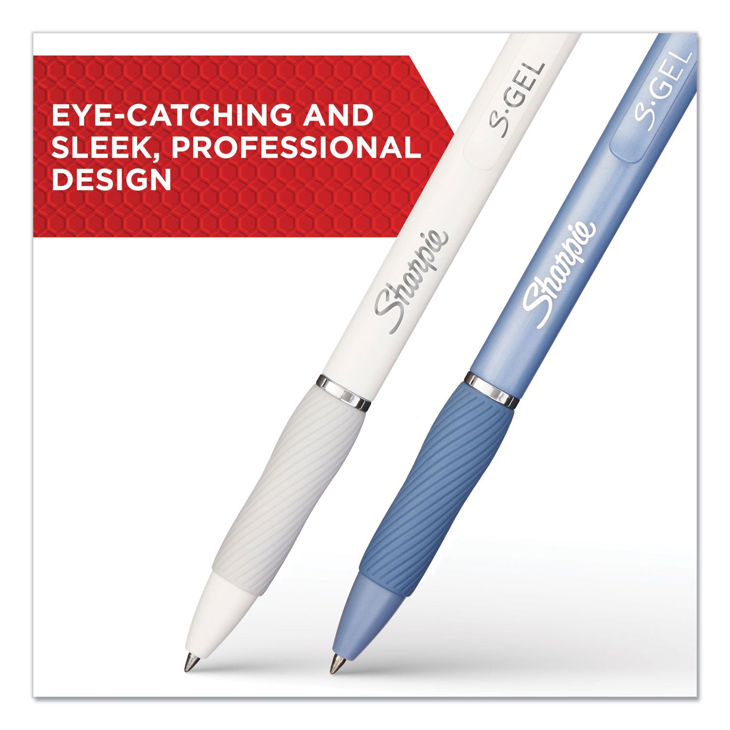 Sharpie® S-Gel™ S-Gel Fashion Barrel Gel Pen, Retractable, Medium 0.7 Mm, Black Ink, Frost Blue Barrel, Dozen