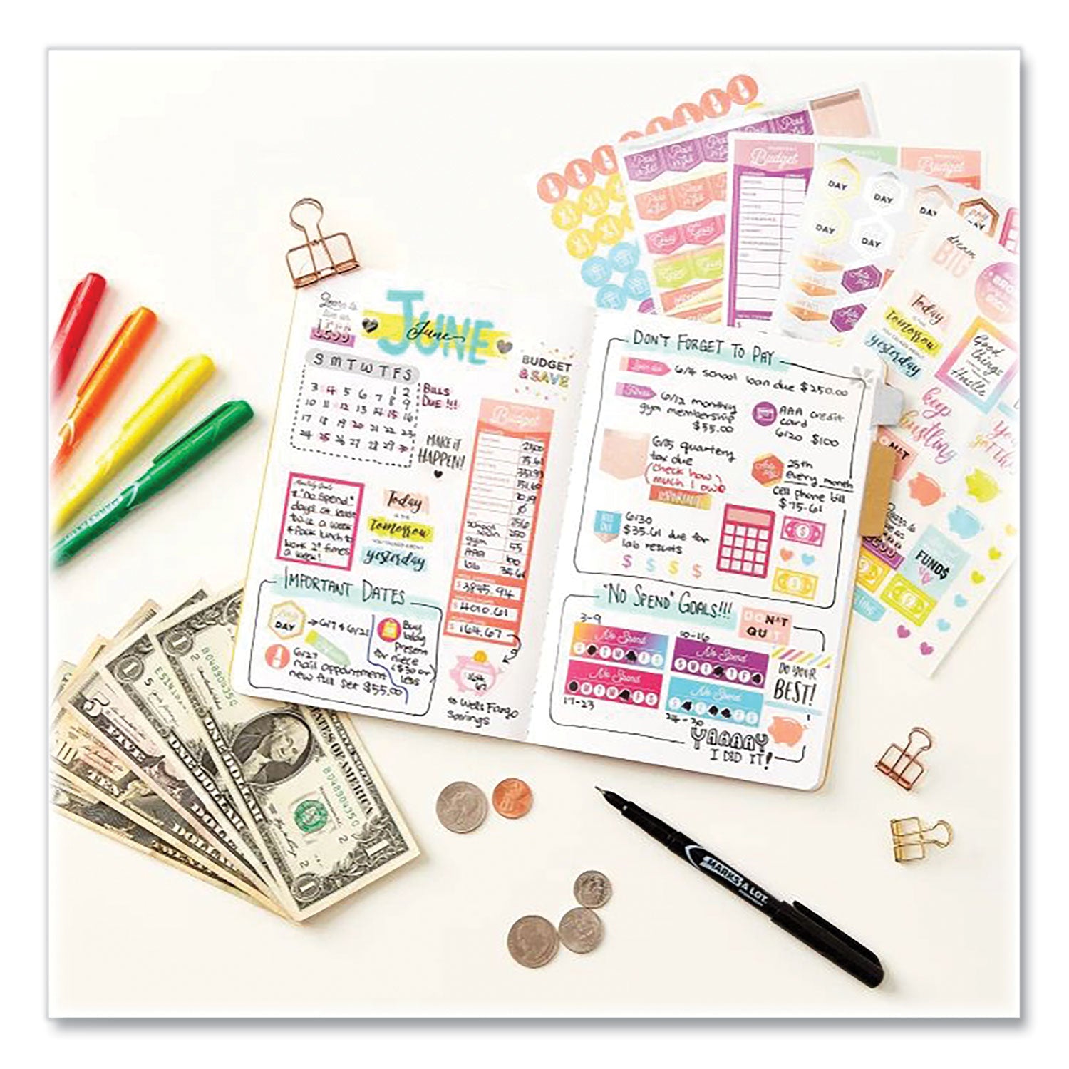 Avery® Budgeting Planner Stickers, Budget Theme, Assorted Colors, 1,224/pack