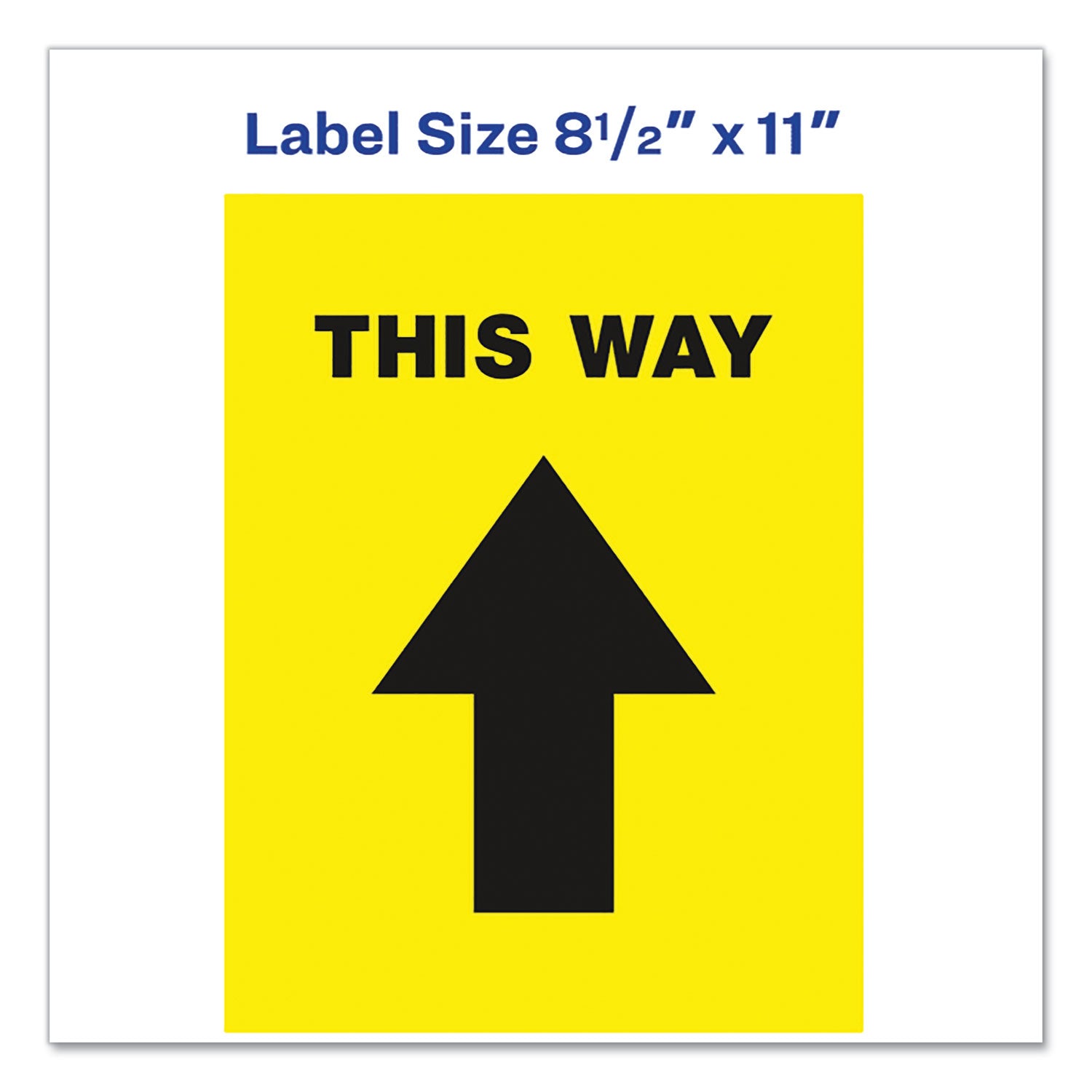 Avery® Social Distancing Floor Decals, 8.5 X 11, This Way, Yellow Face, Black Graphics, 5/pack