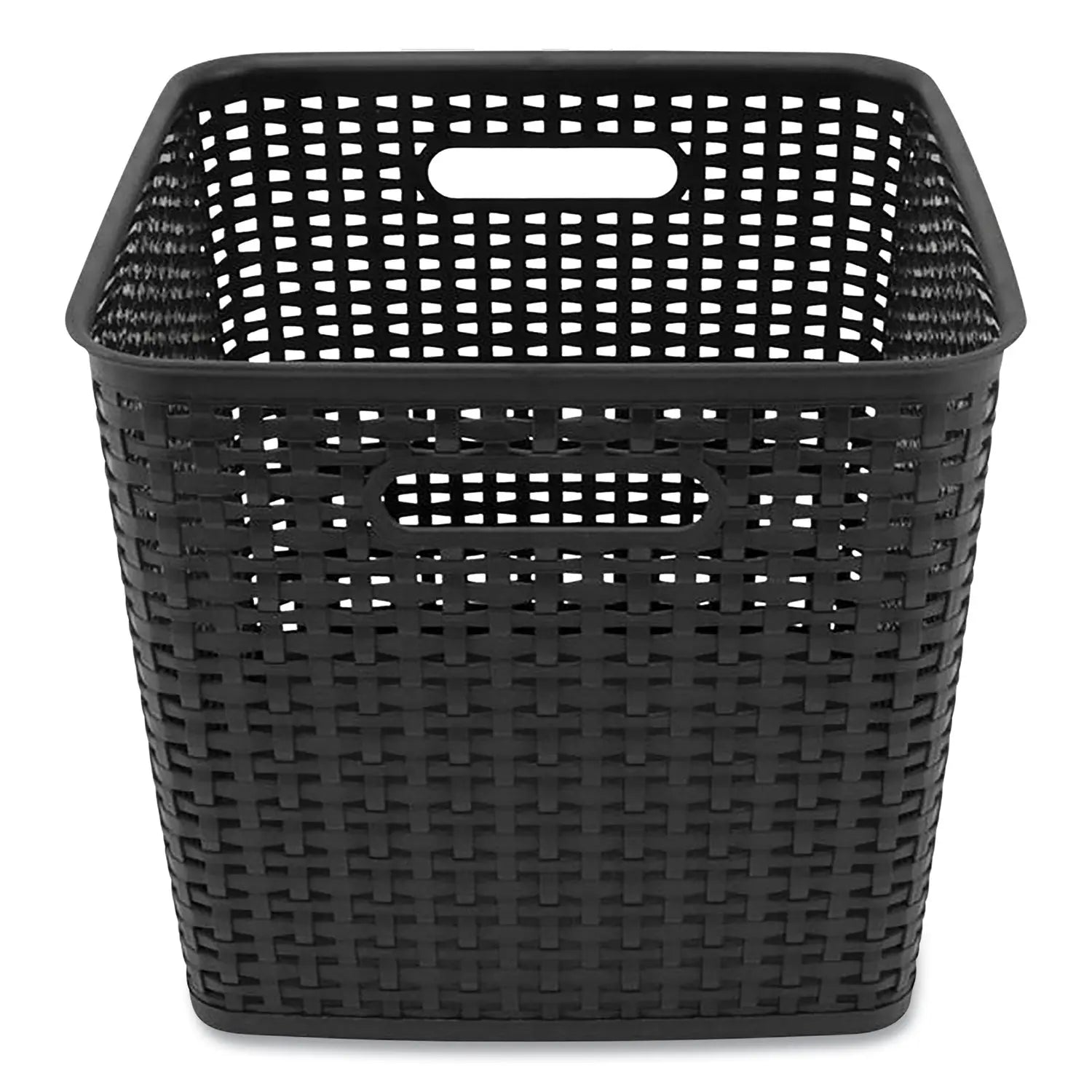 Plastic Weave Bin, Extra Large, 12.6" x 11.1" x 16.6", Black Advantus Flipcost