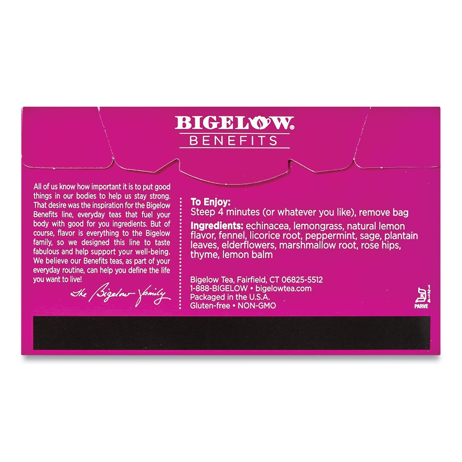 Bigelow® Benefits Lemon And Echinacea Herbal Tea Bags, 0.6 Oz Tea Bag, 18/box